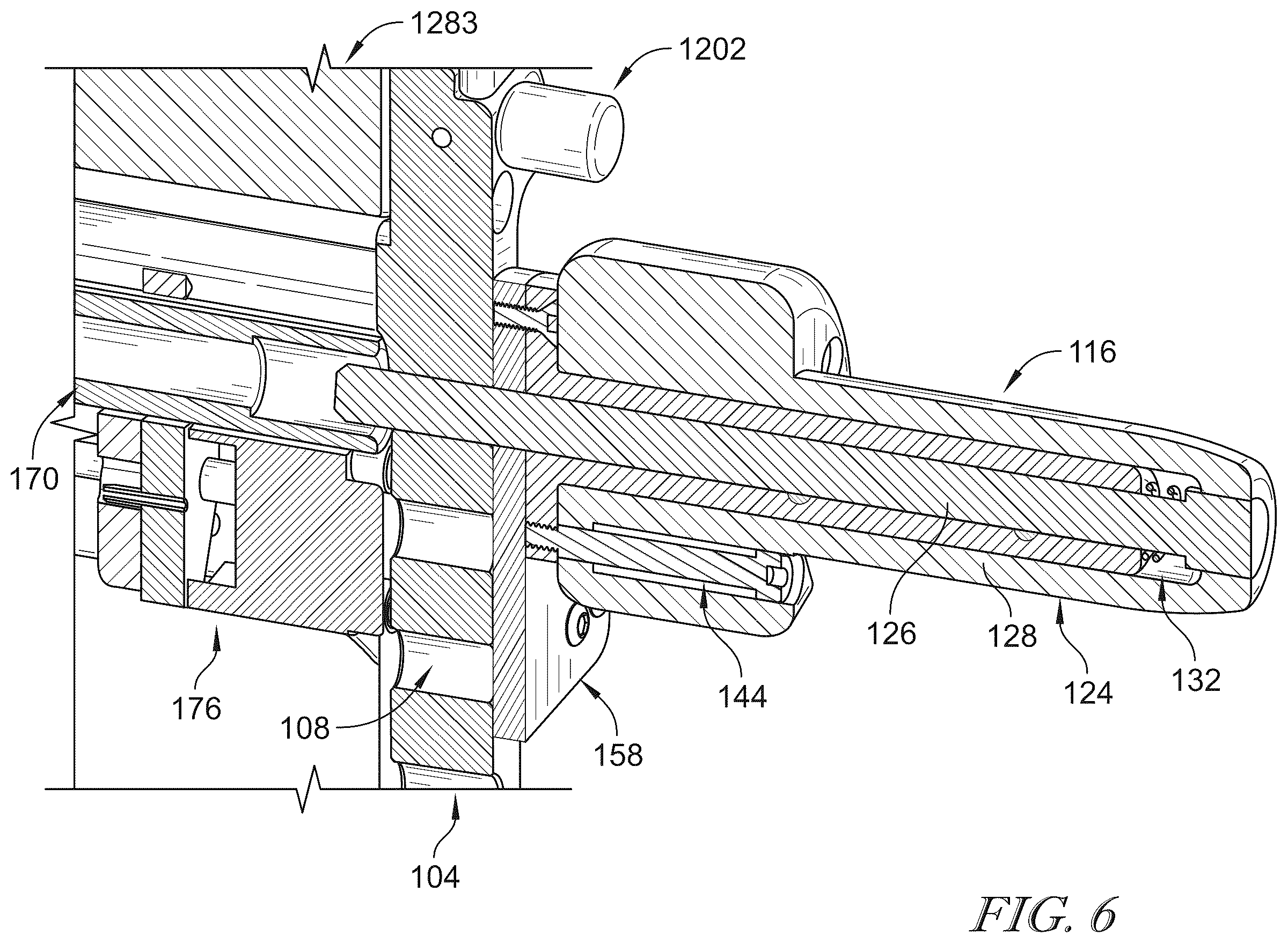 Patent US12599526 Figure 6 – Surgical support system with support top height adjustment