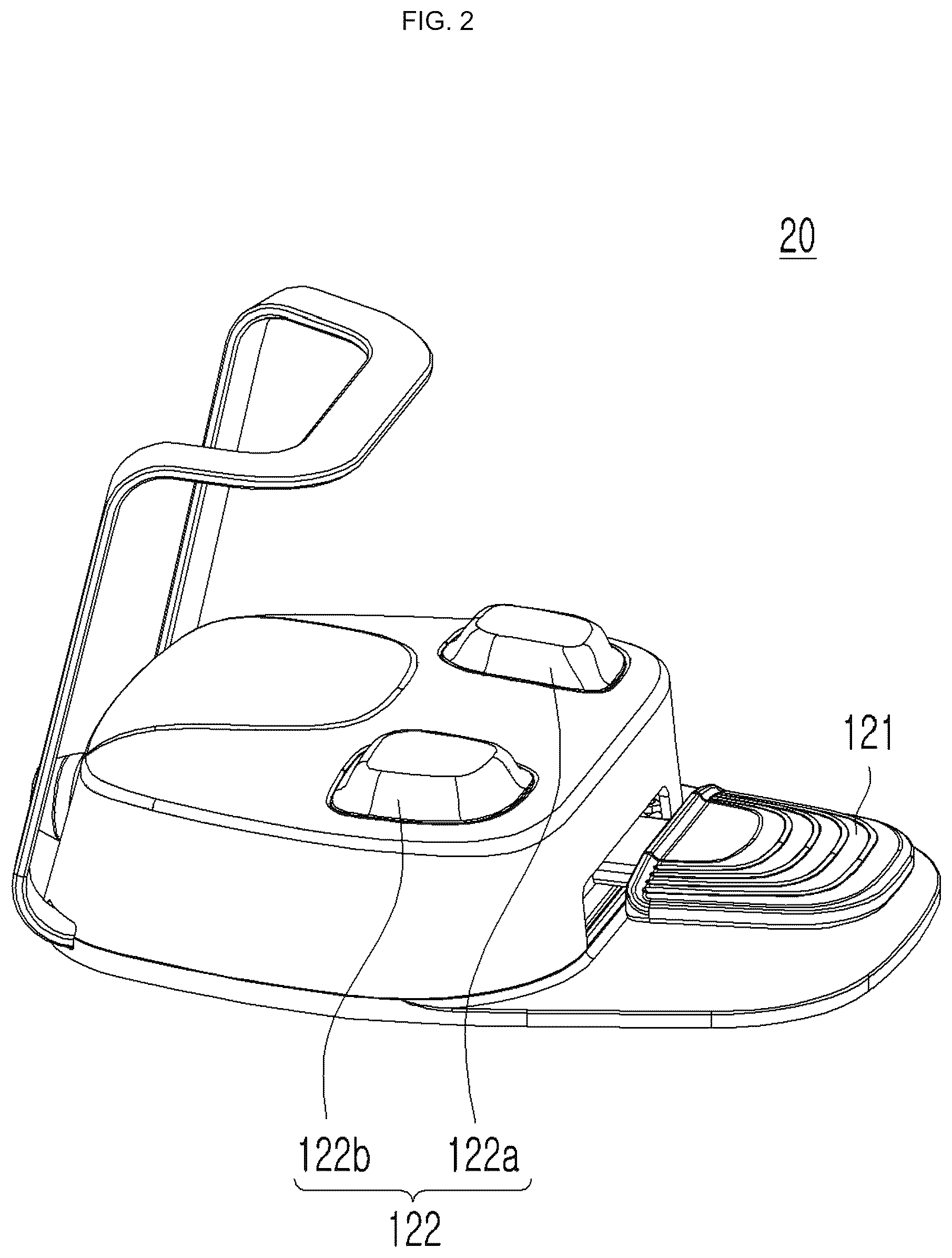 Patent US12599529 Figure 2 – Foot controller for dental unit chair
