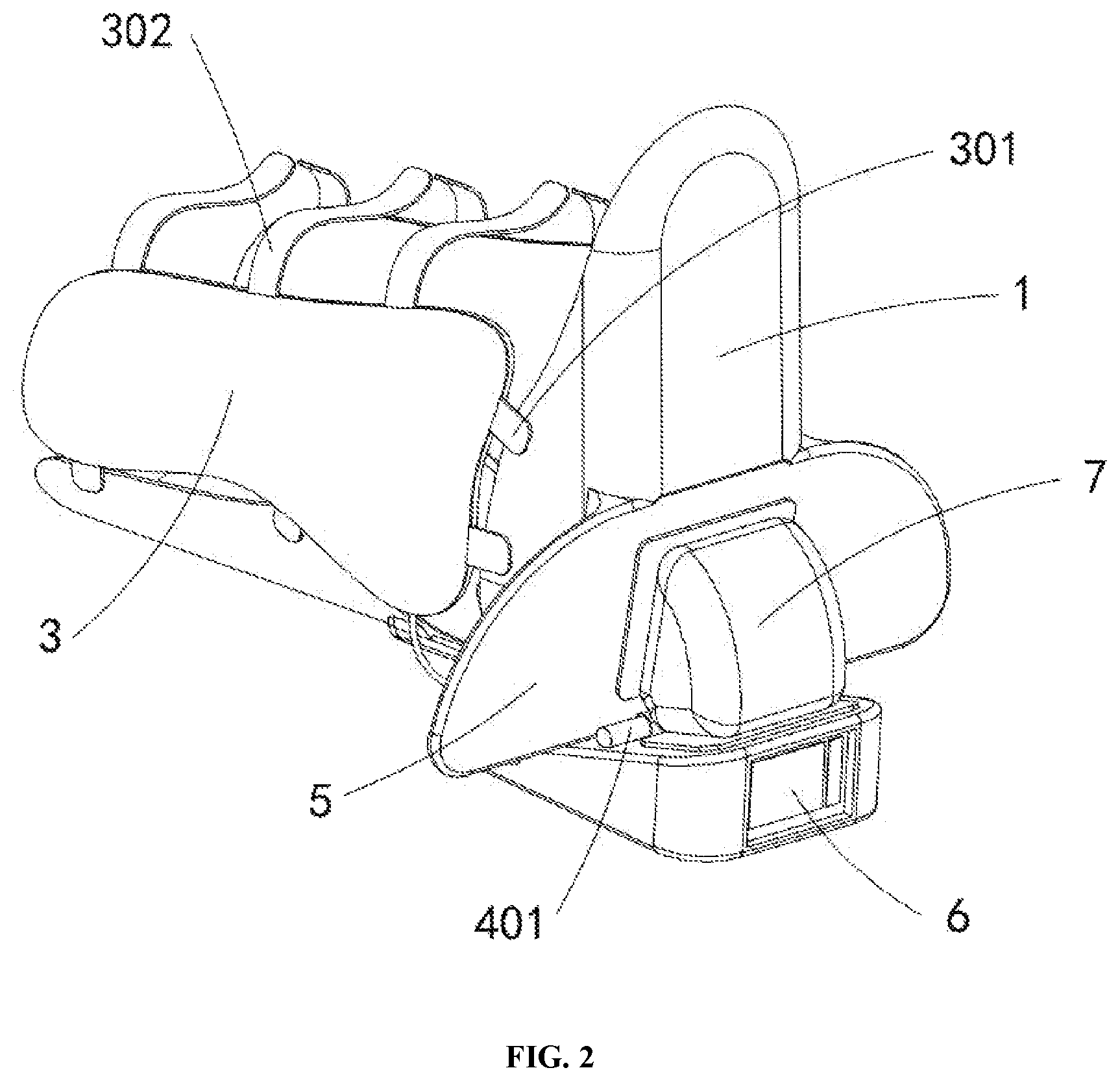 Patent US12599533 Figure 2 – Wearable electrical ankle pump massage bidirectional exerciser