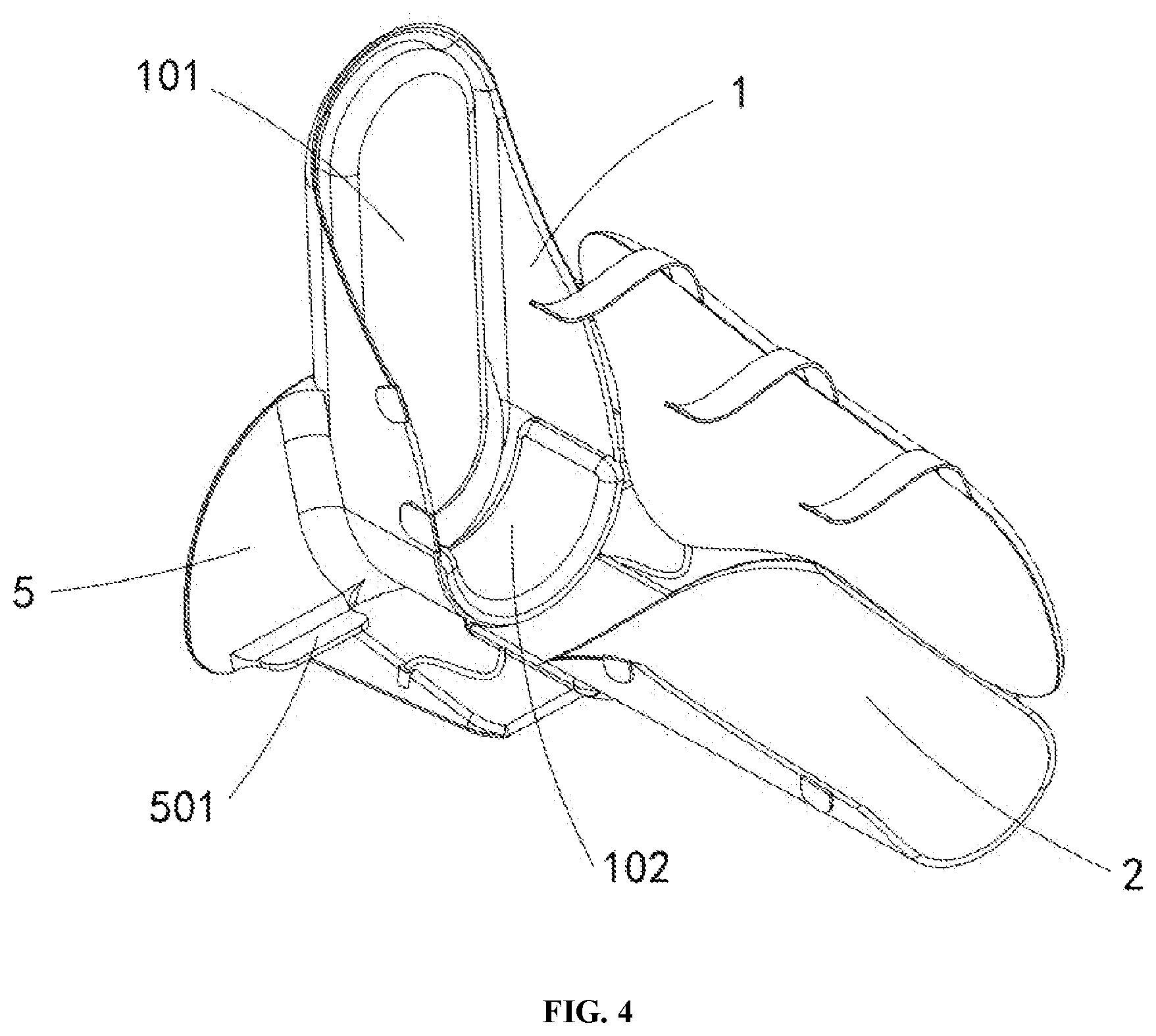 Patent US12599533 Figure 4 – Wearable electrical ankle pump massage bidirectional exerciser