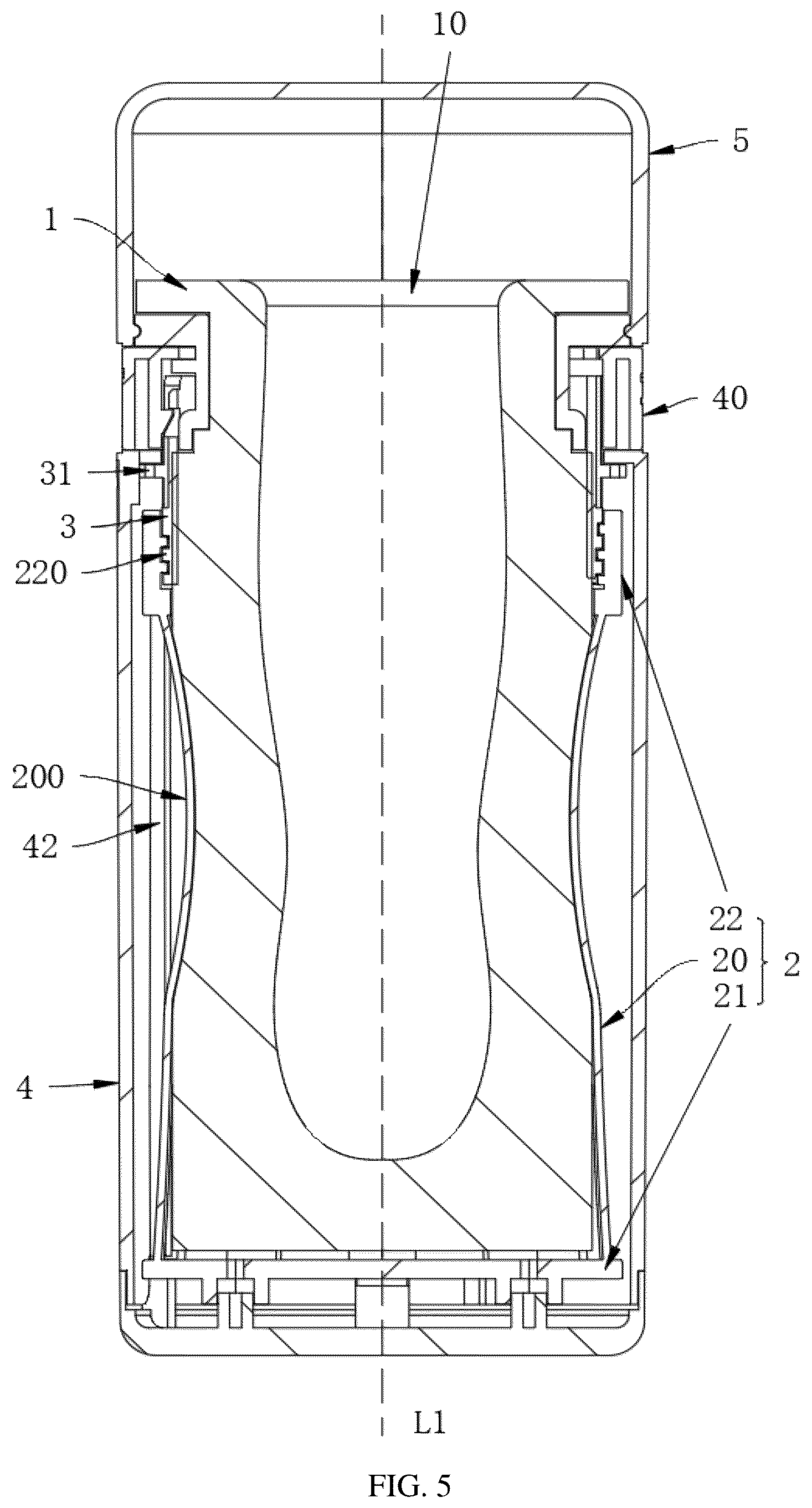 Patent US12599537 Figure 5 – Massage structure with variable inner diameter