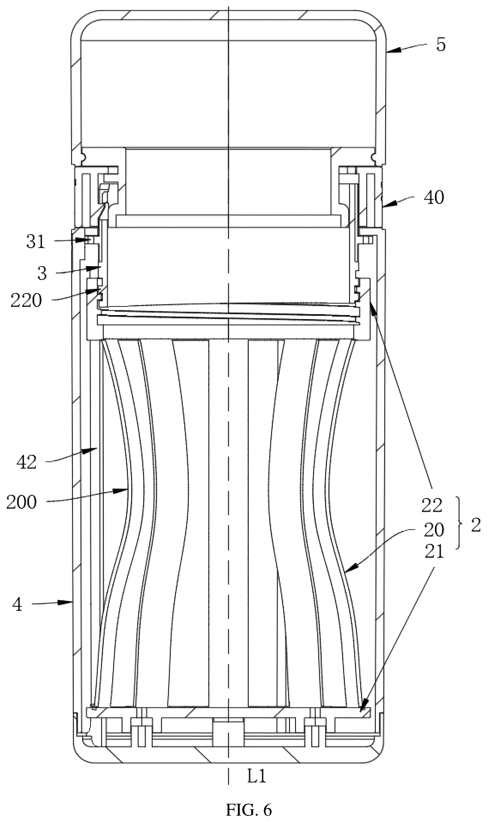 Patent US12599537 Figure 6 – Massage structure with variable inner diameter