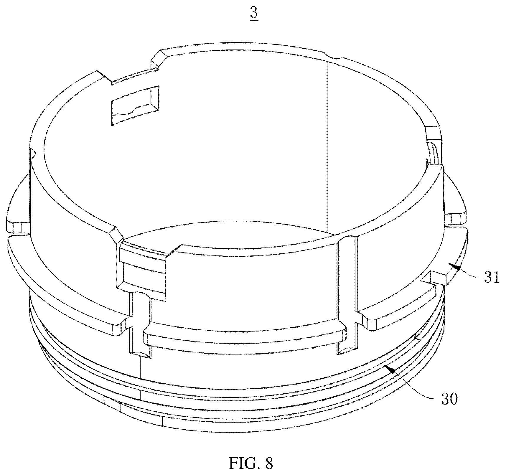 Patent US12599537 Figure 8 – Massage structure with variable inner diameter