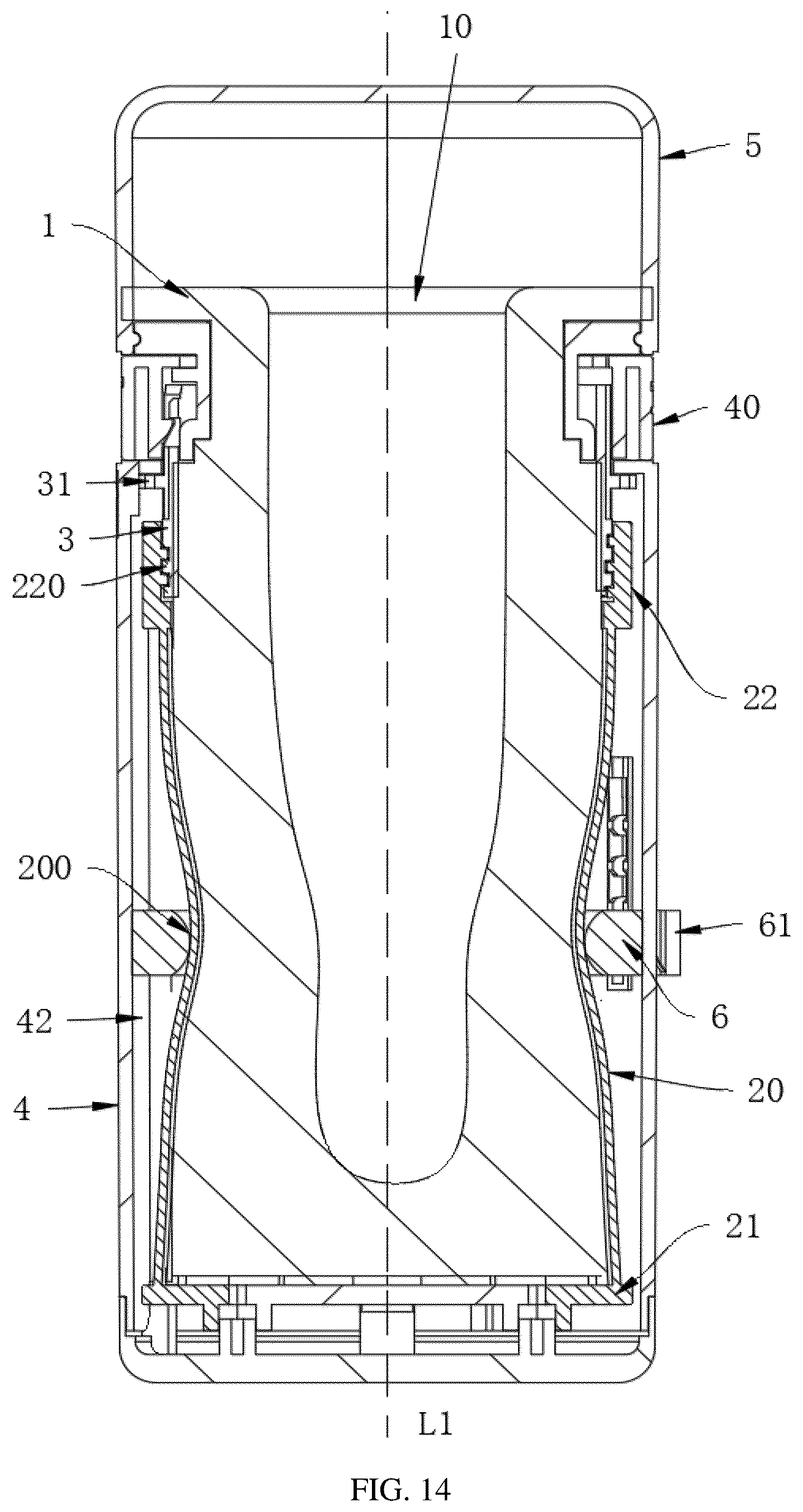 Patent US12599537 Figure 14 – Massage structure with variable inner diameter