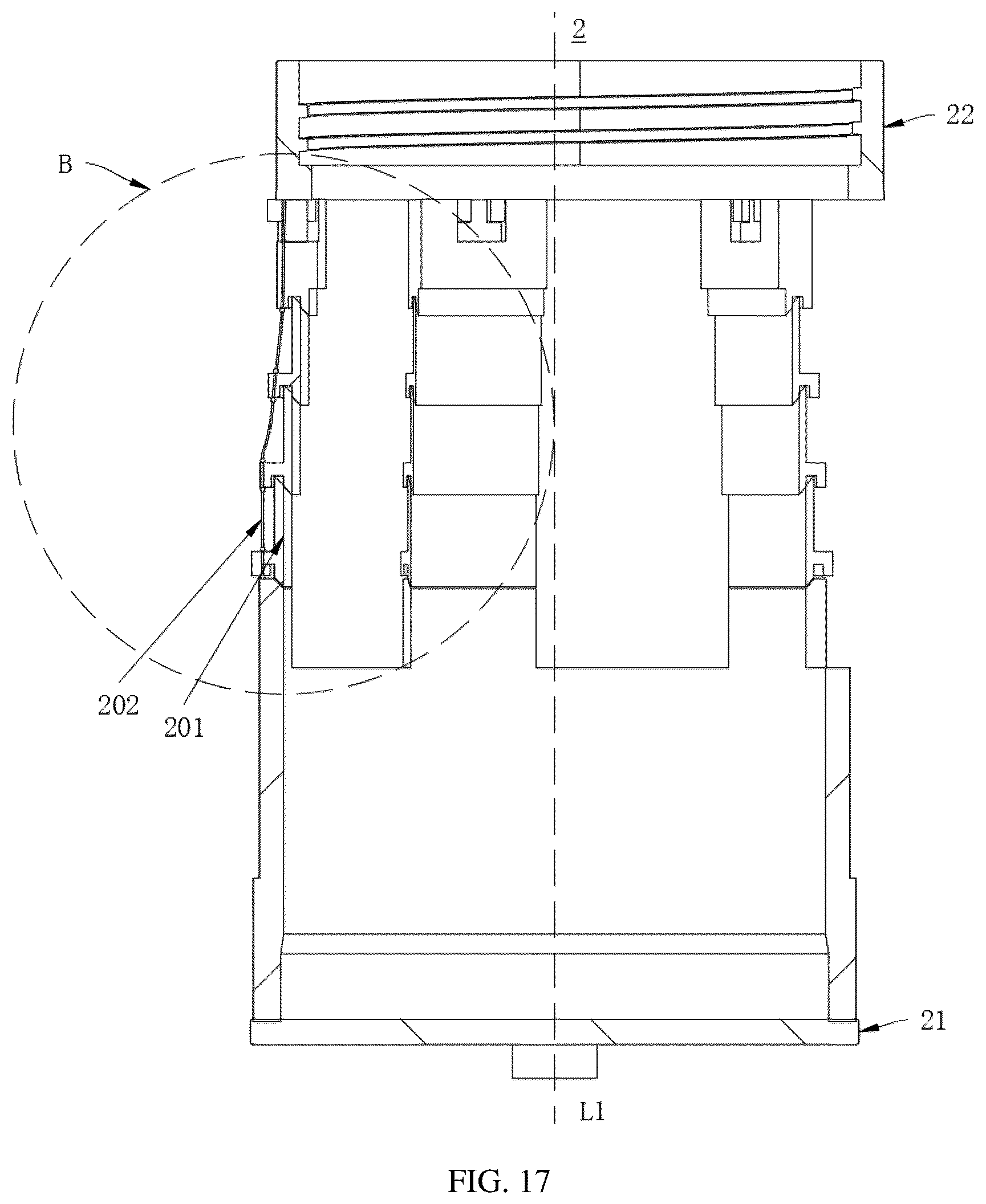 Patent US12599537 Figure 17 – Massage structure with variable inner diameter