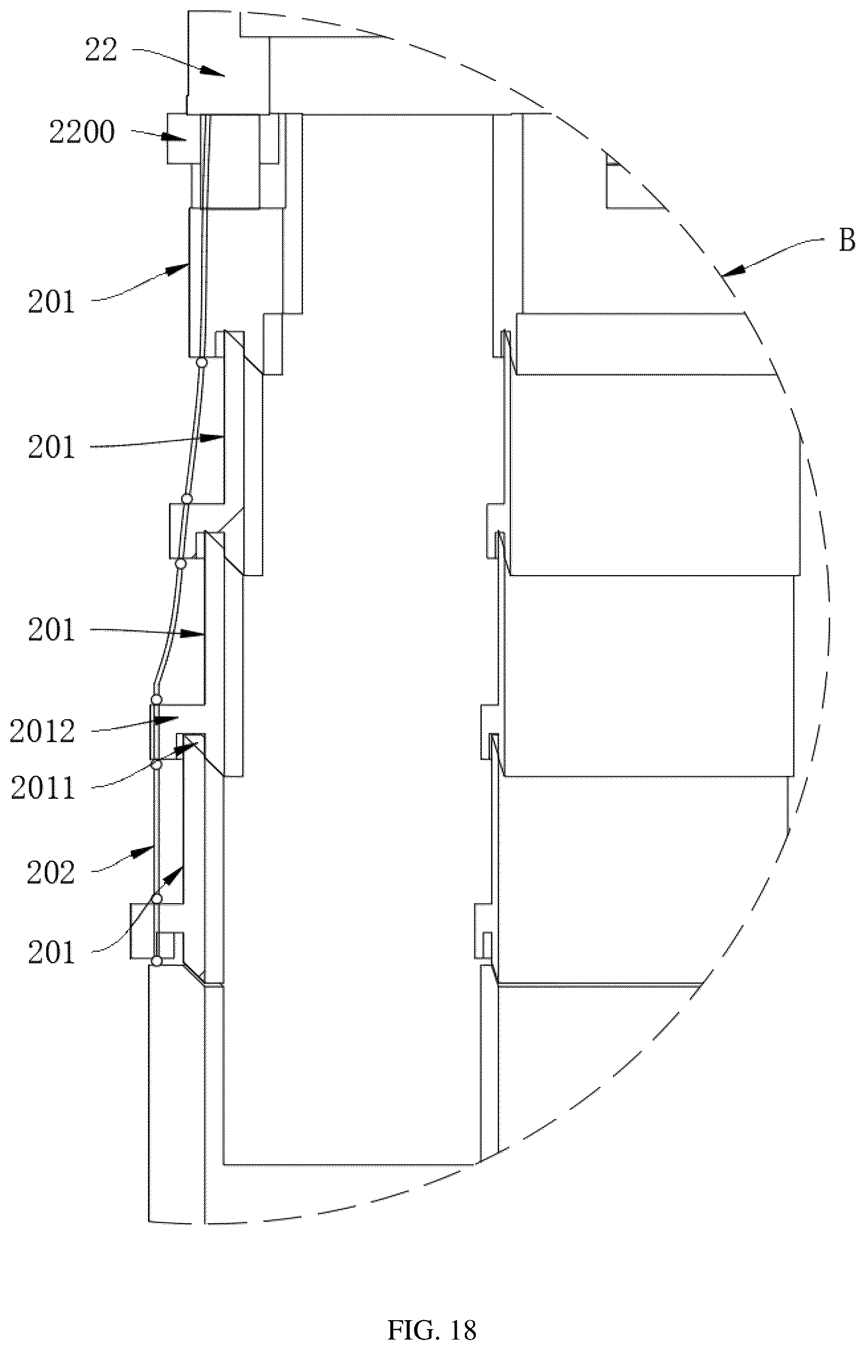Patent US12599537 Figure 18 – Massage structure with variable inner diameter
