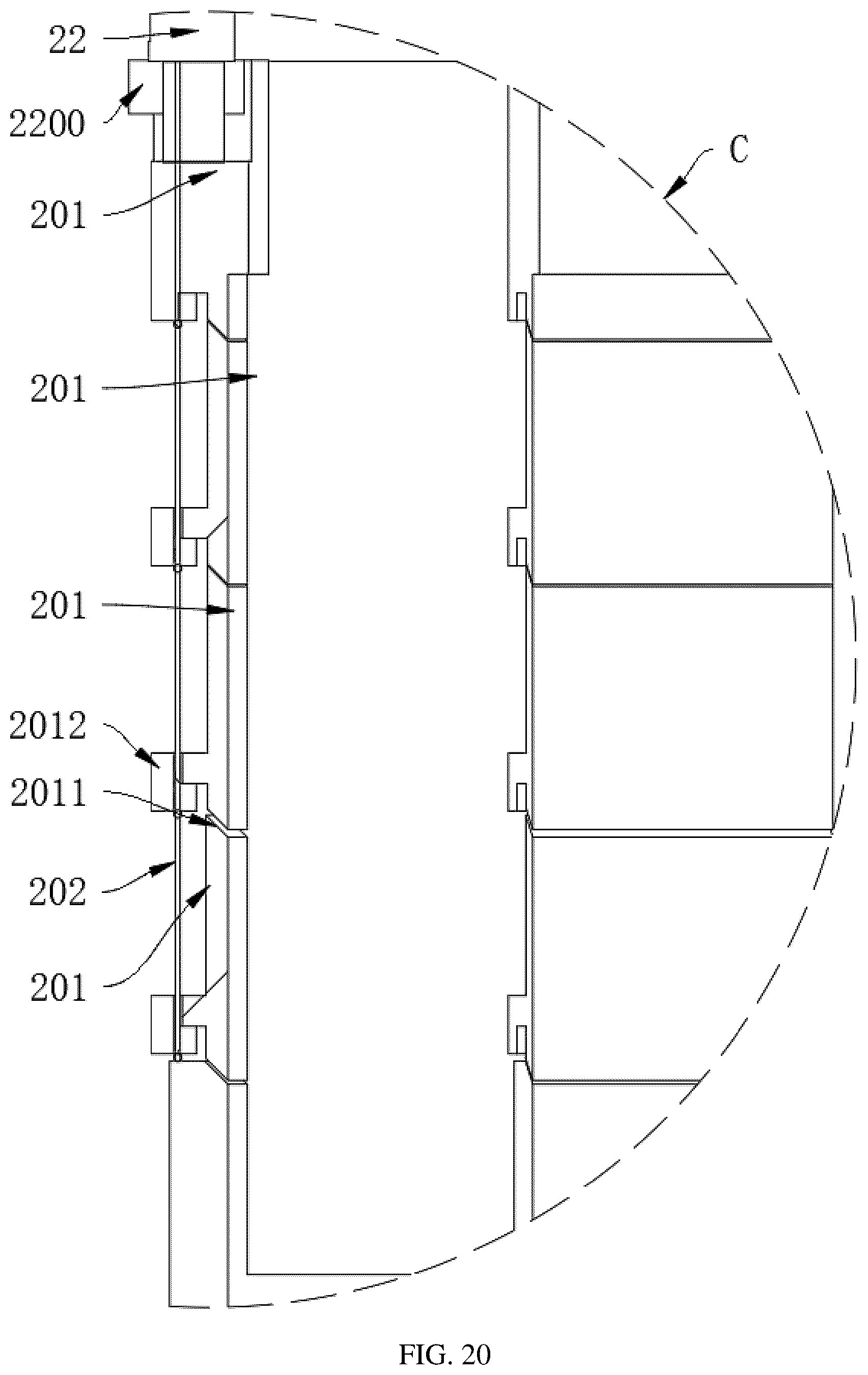 Patent US12599537 Figure 20 – Massage structure with variable inner diameter
