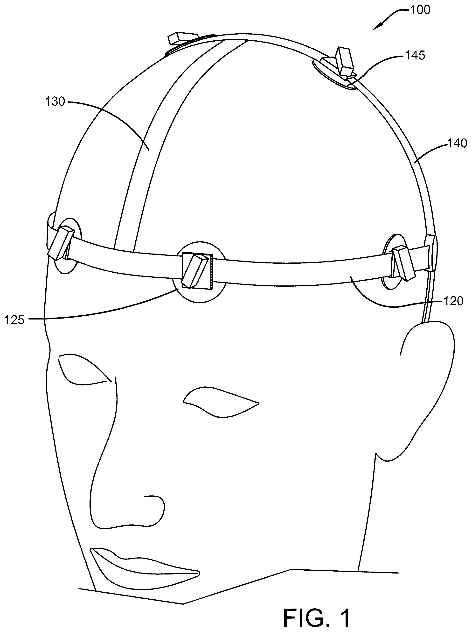 Patent US12599540 Figure 1 – Pressure pad headgear device