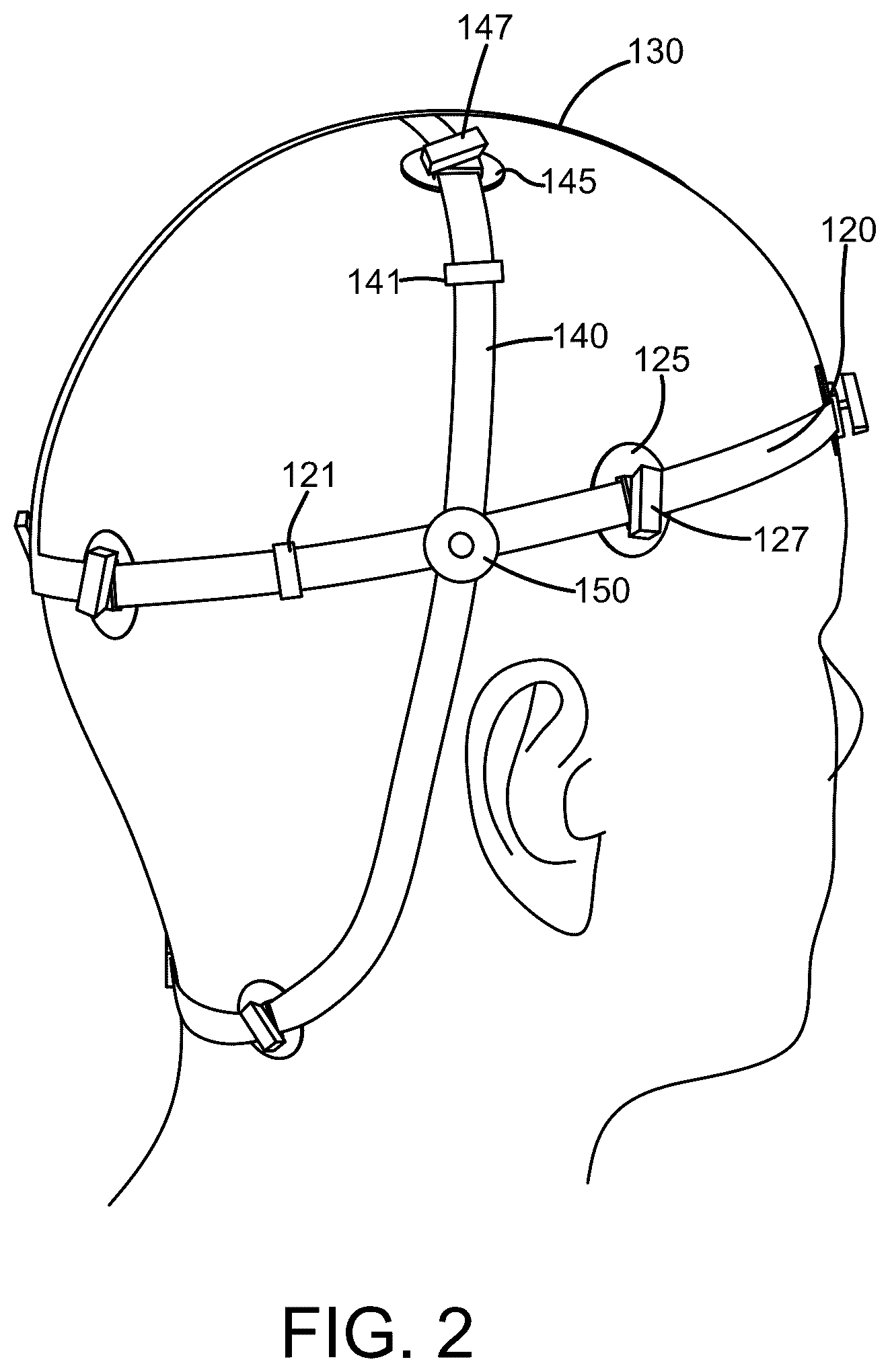 Patent US12599540 Figure 2 – Pressure pad headgear device