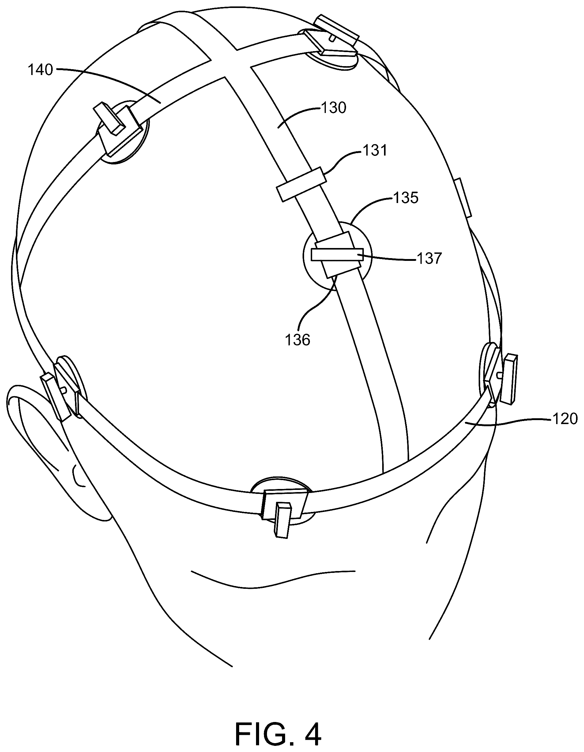 Patent US12599540 Figure 4 – Pressure pad headgear device