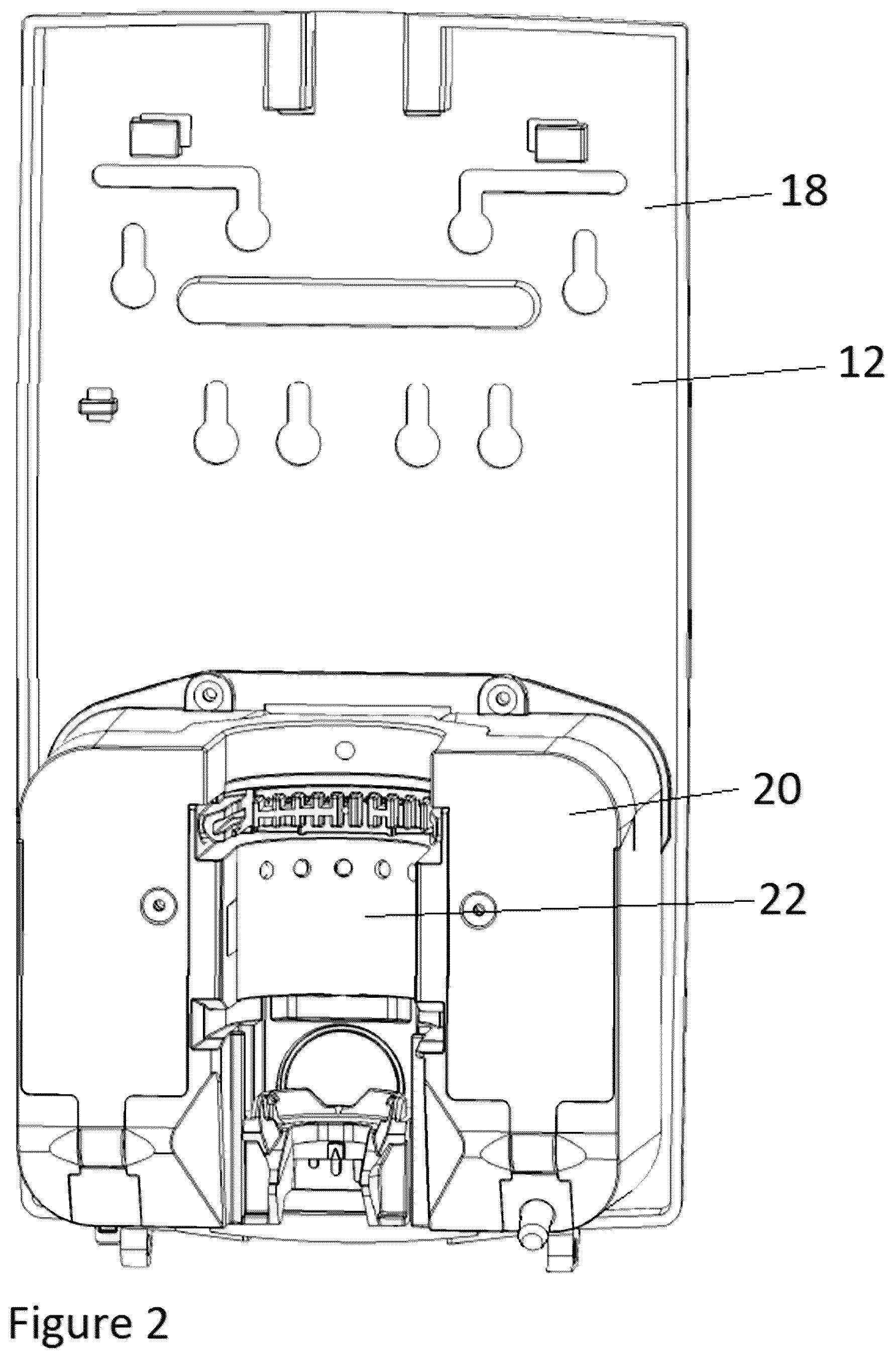 Patent US12599687 Figure 2 – Fluid dispenser with UV sanitation