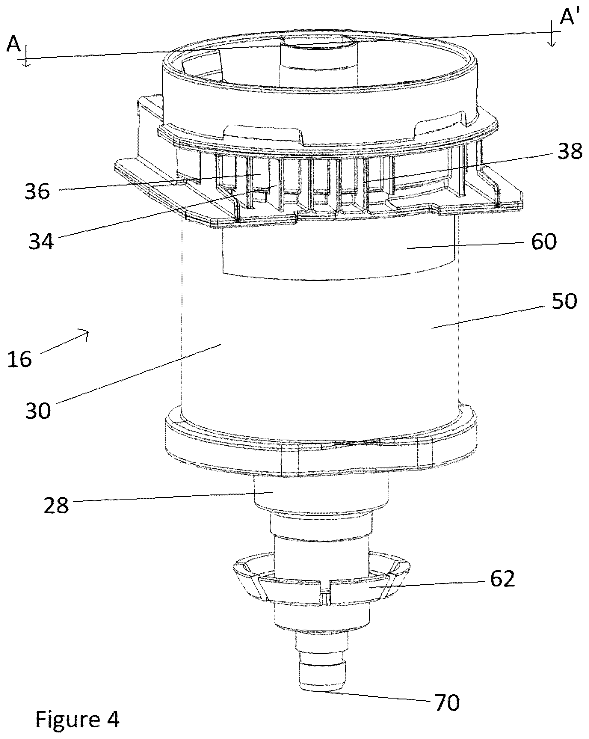 Patent US12599687 Figure 4 – Fluid dispenser with UV sanitation