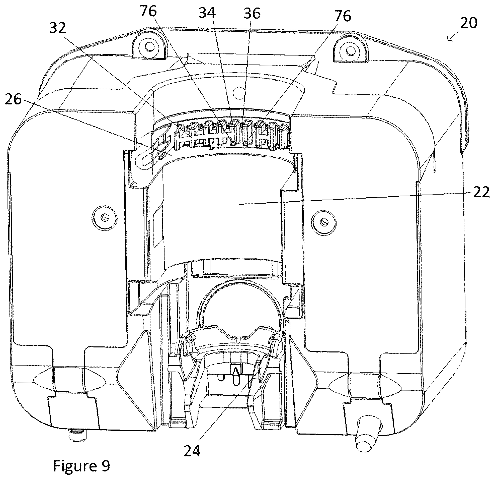 Patent US12599687 Figure 9 – Fluid dispenser with UV sanitation