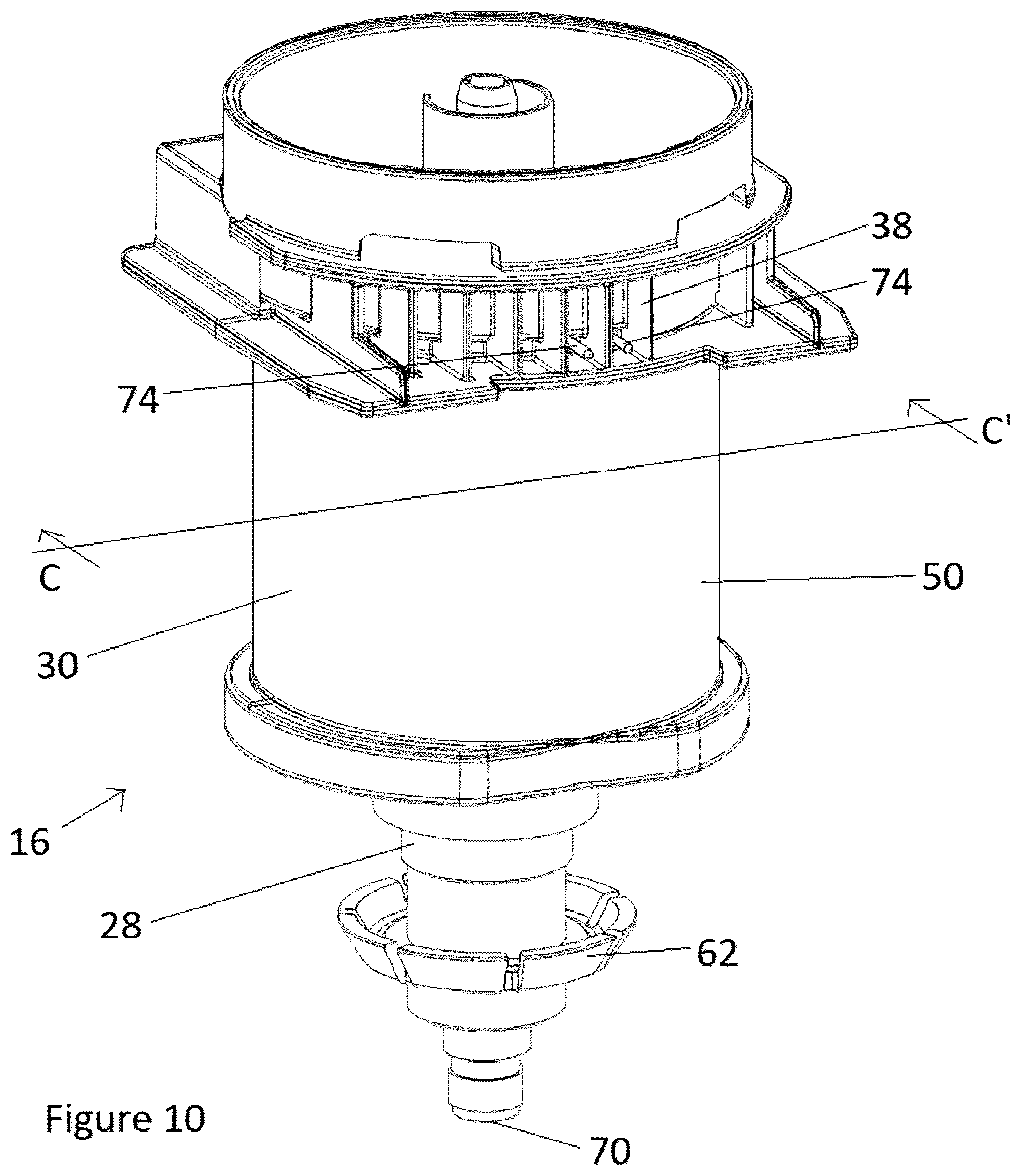 Patent US12599687 Figure 10 – Fluid dispenser with UV sanitation