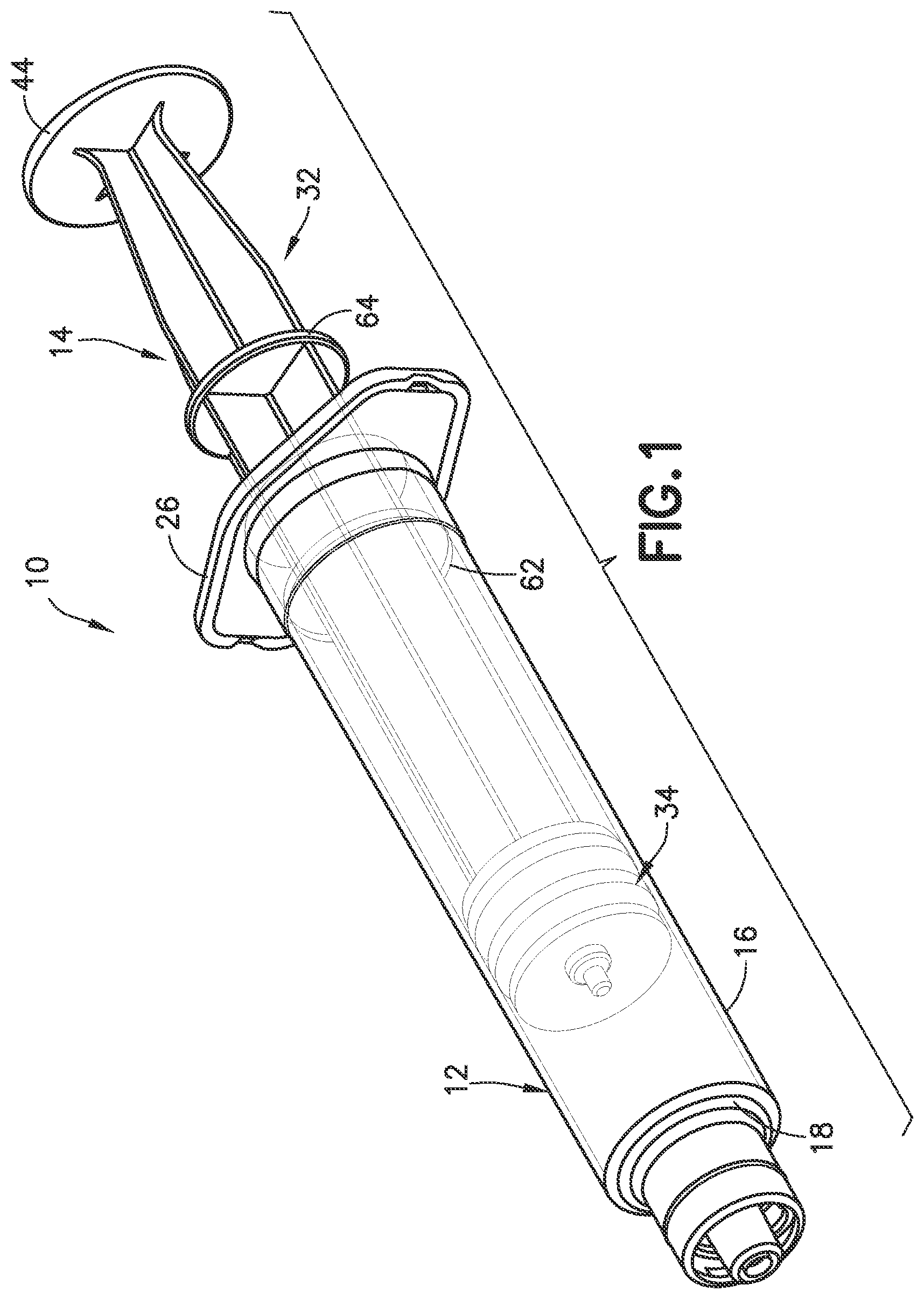 Patent US12599727 Figure 1 – Syringe with suction-based automatic disabling