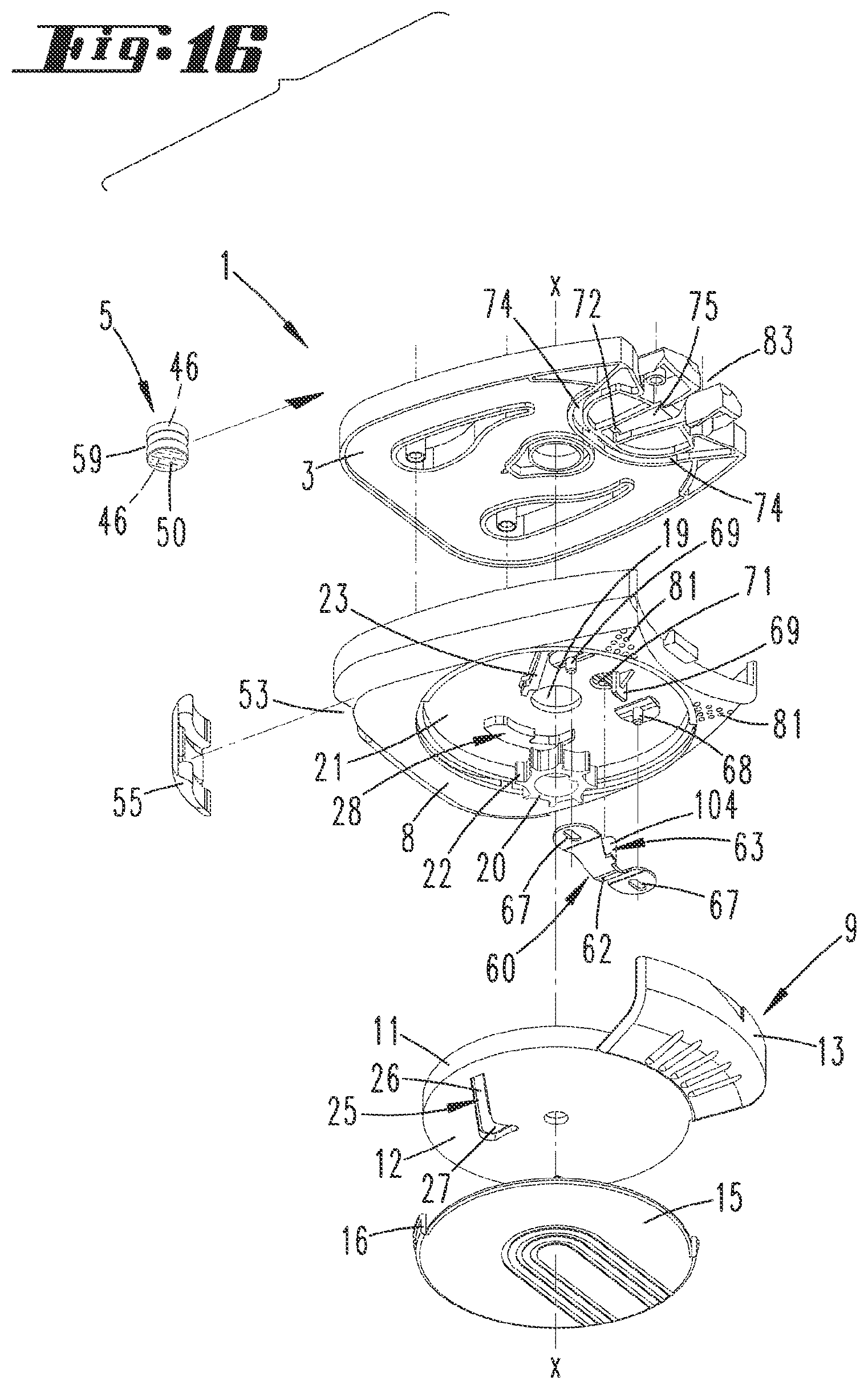 Patent US12599728 Figure 9 – Device for inhaling powder-type substances, substance container for a device of this type and method for filling a device of this type