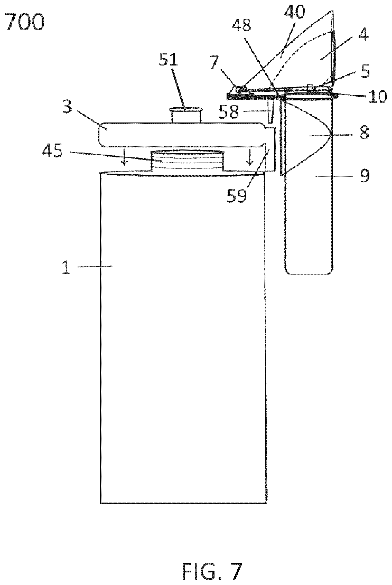 Patent US12599729 Figure 7 – Personal container with attachment mechanism