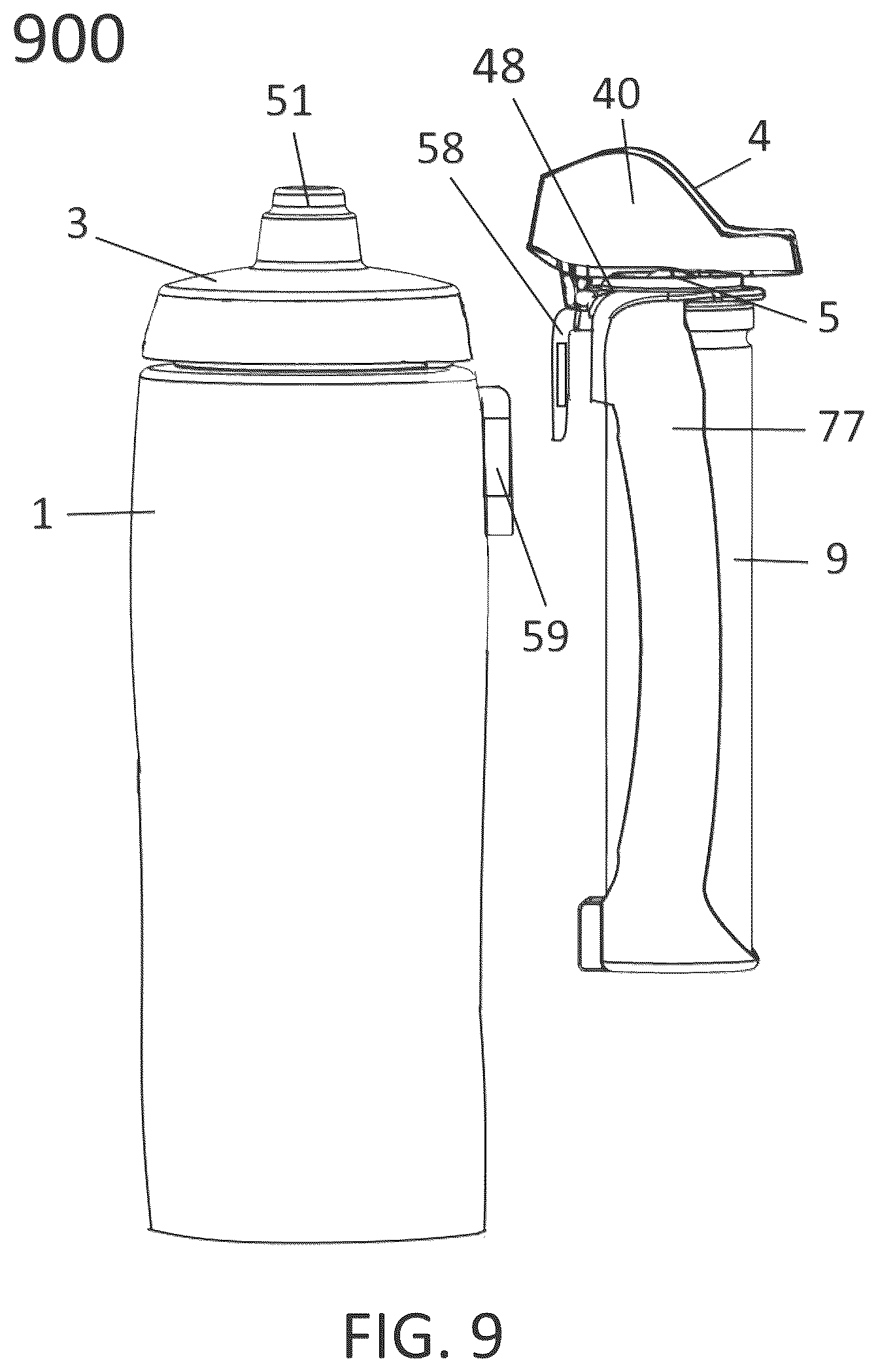 Patent US12599729 Figure 9 – Personal container with attachment mechanism