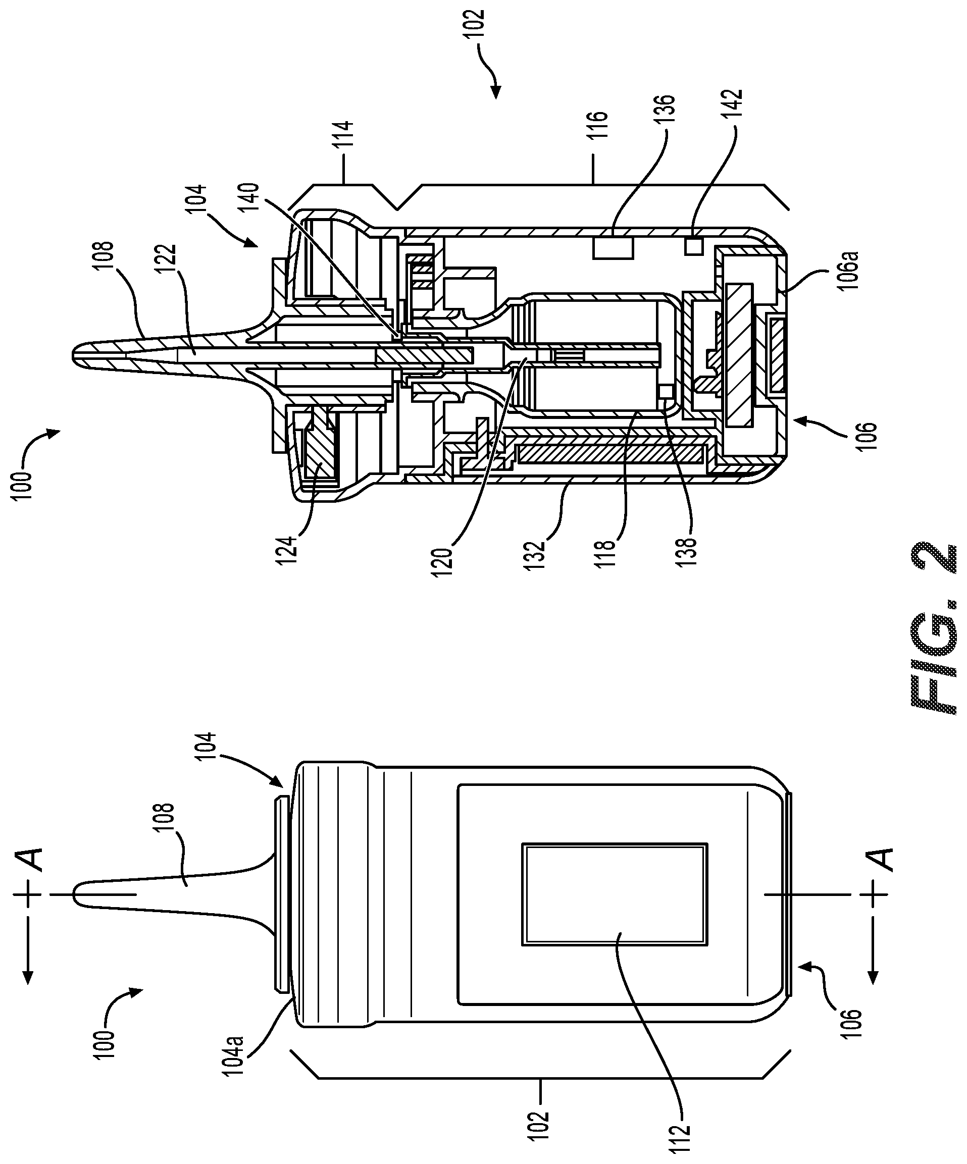 Patent US12599731 Figure 2 – System and method for sensing usage of a controlled medical therapy device