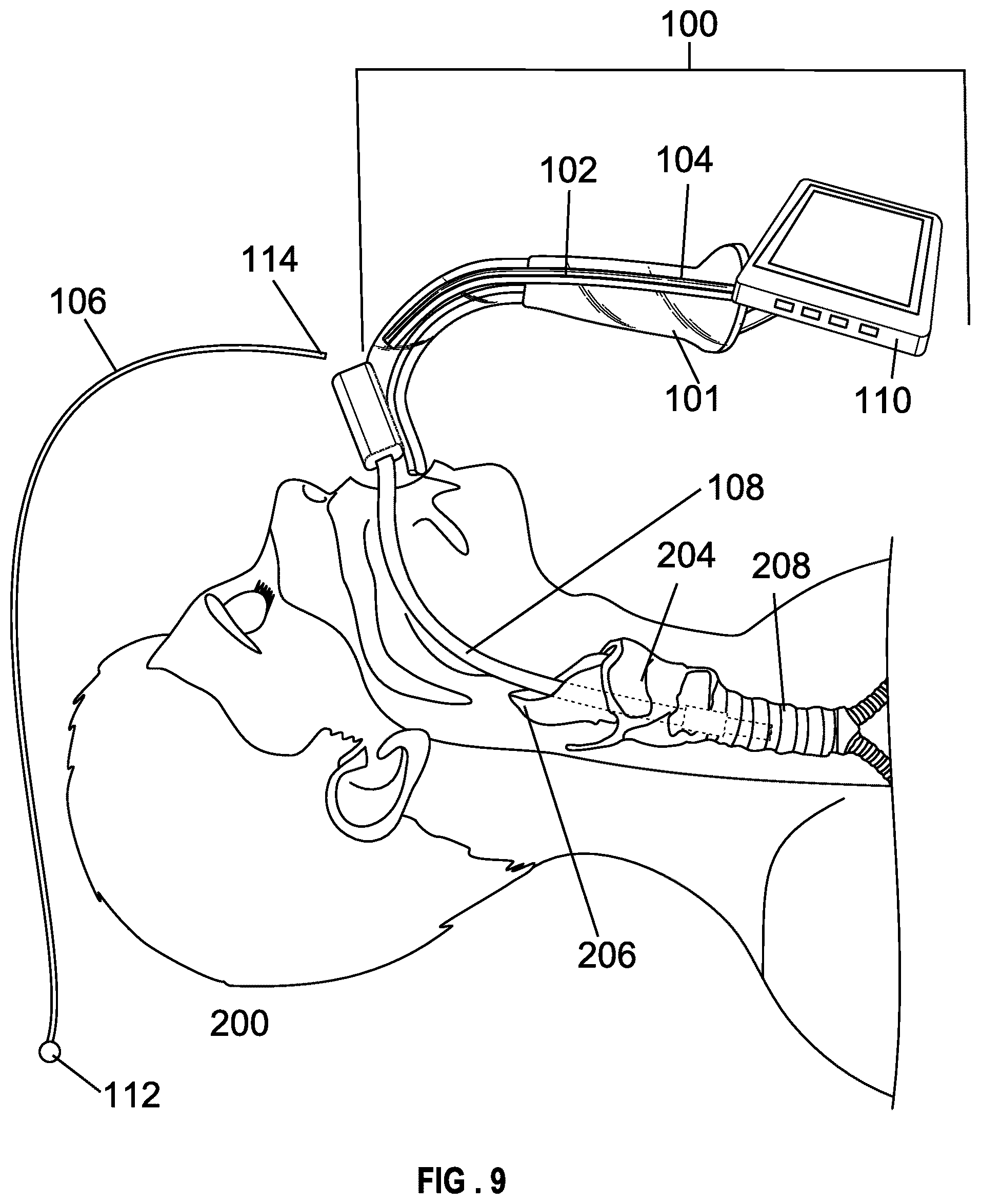 Patent US12599737 Figure 9 – Laryngoscope blade with a channel