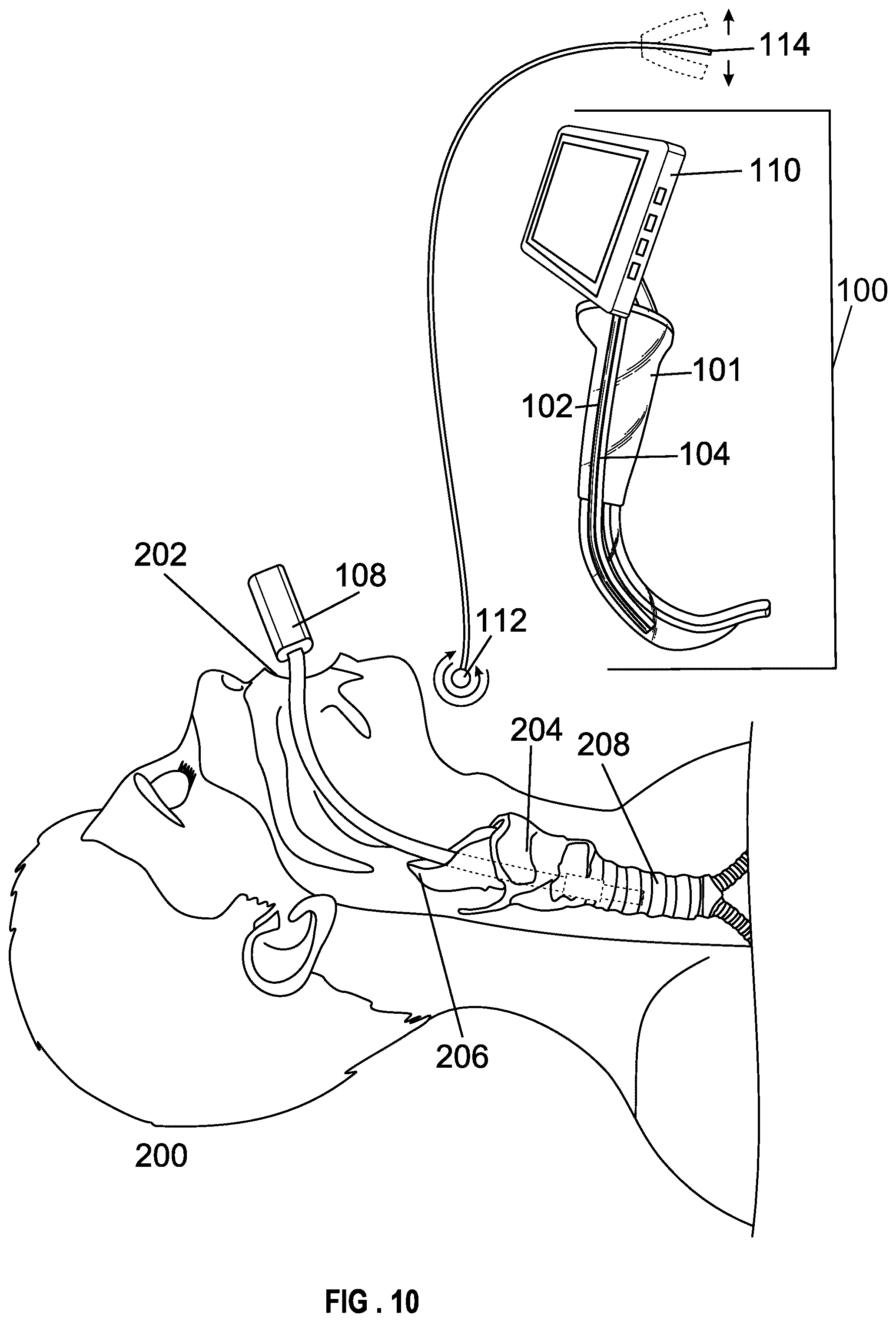 Patent US12599737 Figure 10 – Laryngoscope blade with a channel