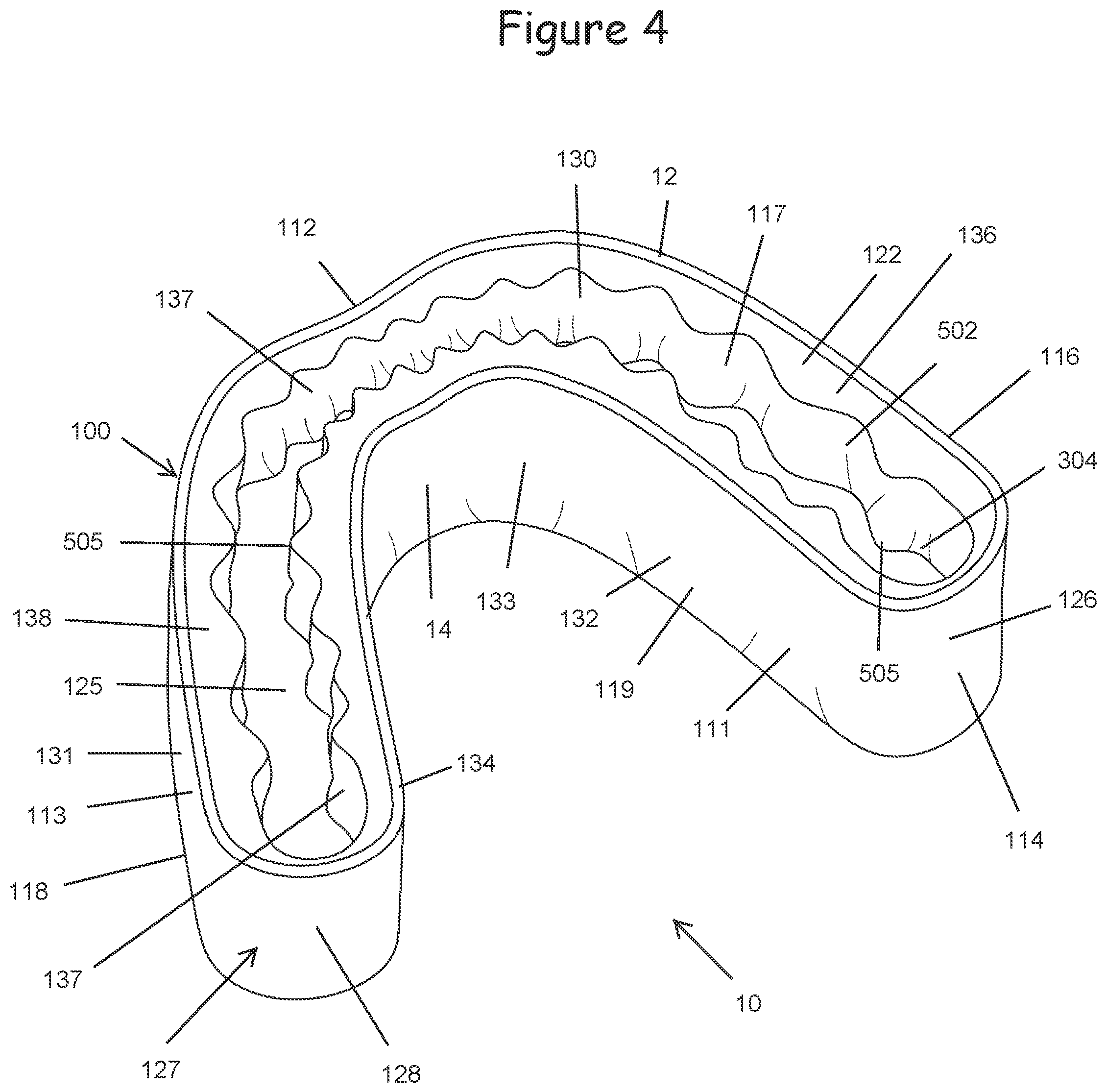Patent US12599740 Figure 4 – Oral appliance for use with CPAP headgear