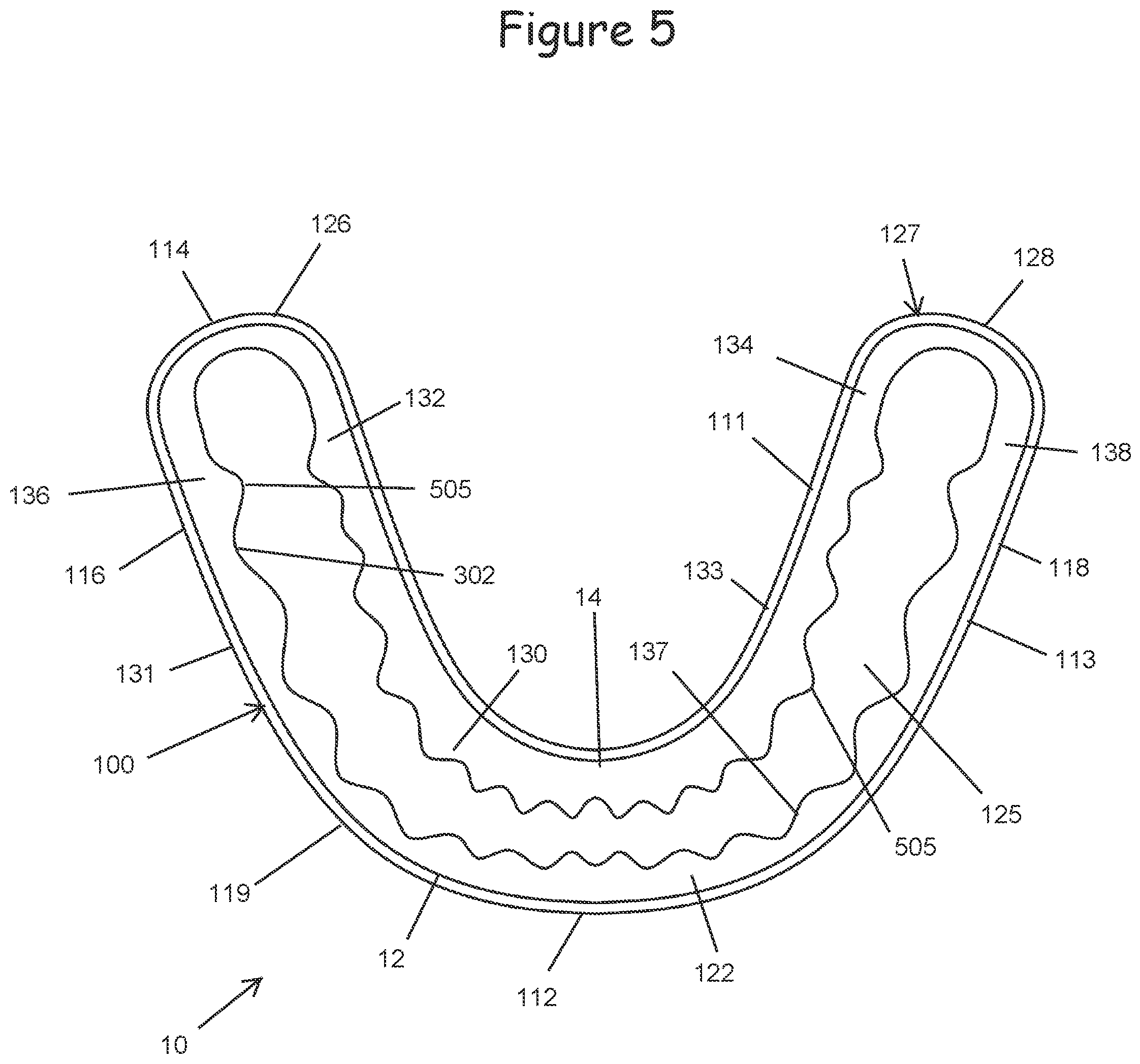 Patent US12599740 Figure 5 – Oral appliance for use with CPAP headgear