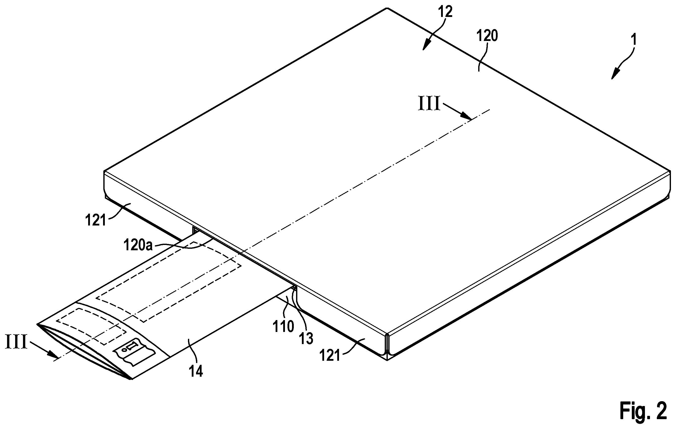 Patent US12599745 Figure 2 – Hinged lid folding box for catheter systems