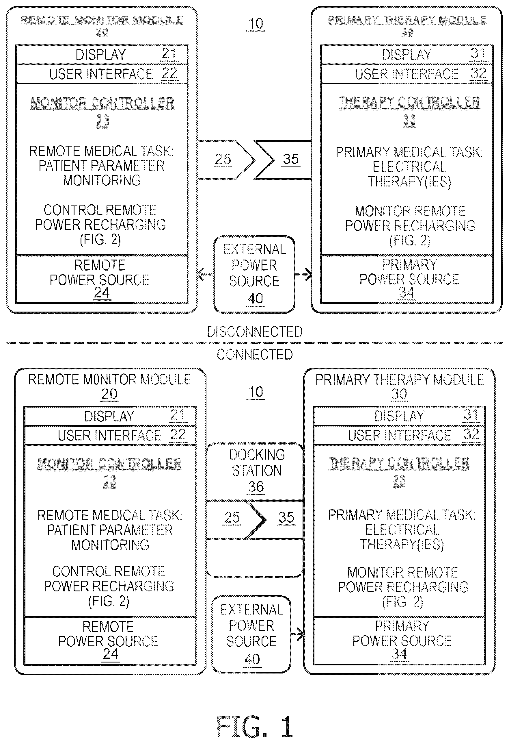 Patent US12599774 Figure 1 – Power charging for modular medical devices