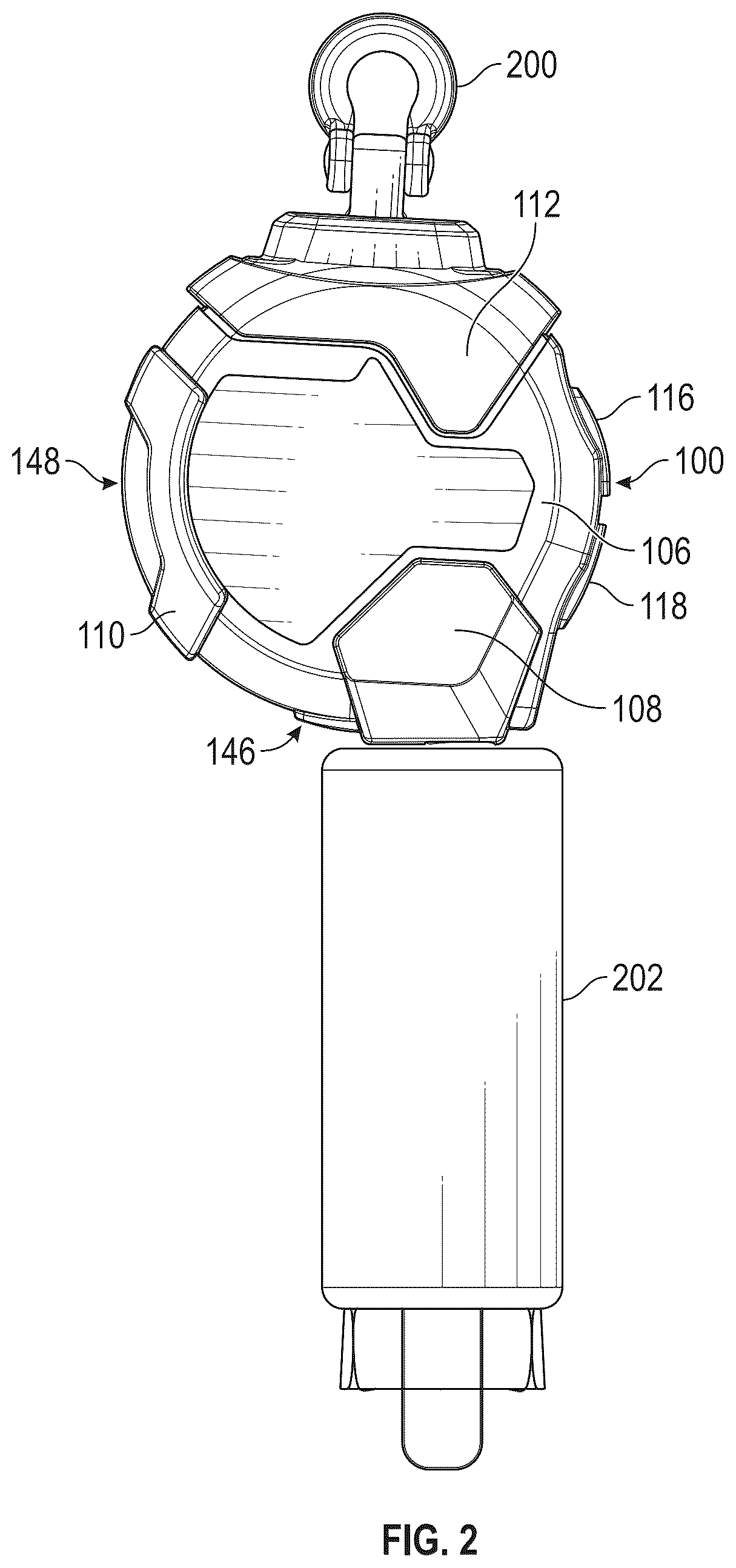 Patent US12599791 Figure 2 – Self-retracting lifeline housing