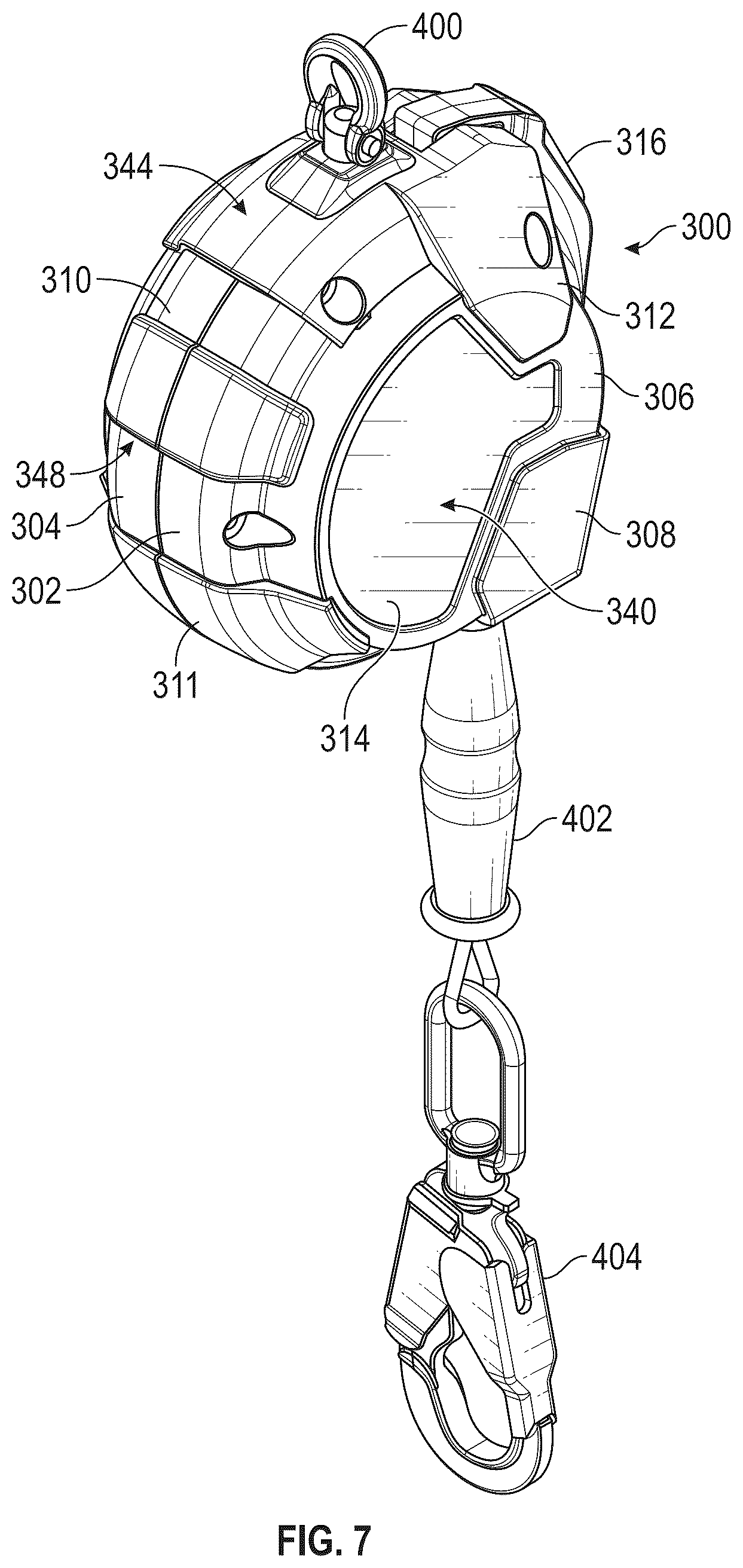 Patent US12599791 Figure 6 – Self-retracting lifeline housing
