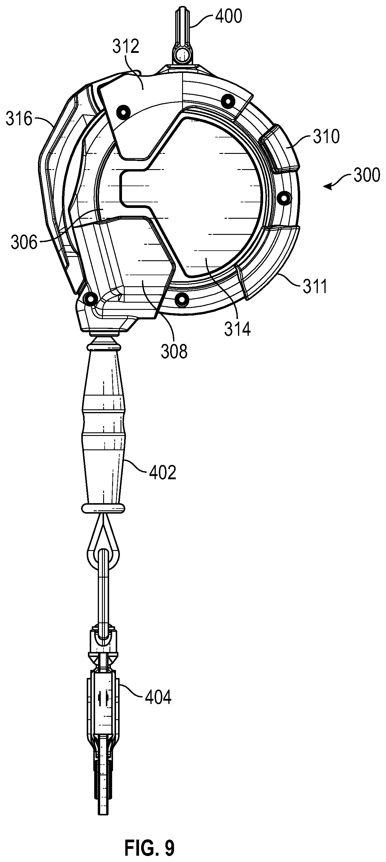 Patent US12599791 Figure 8 – Self-retracting lifeline housing