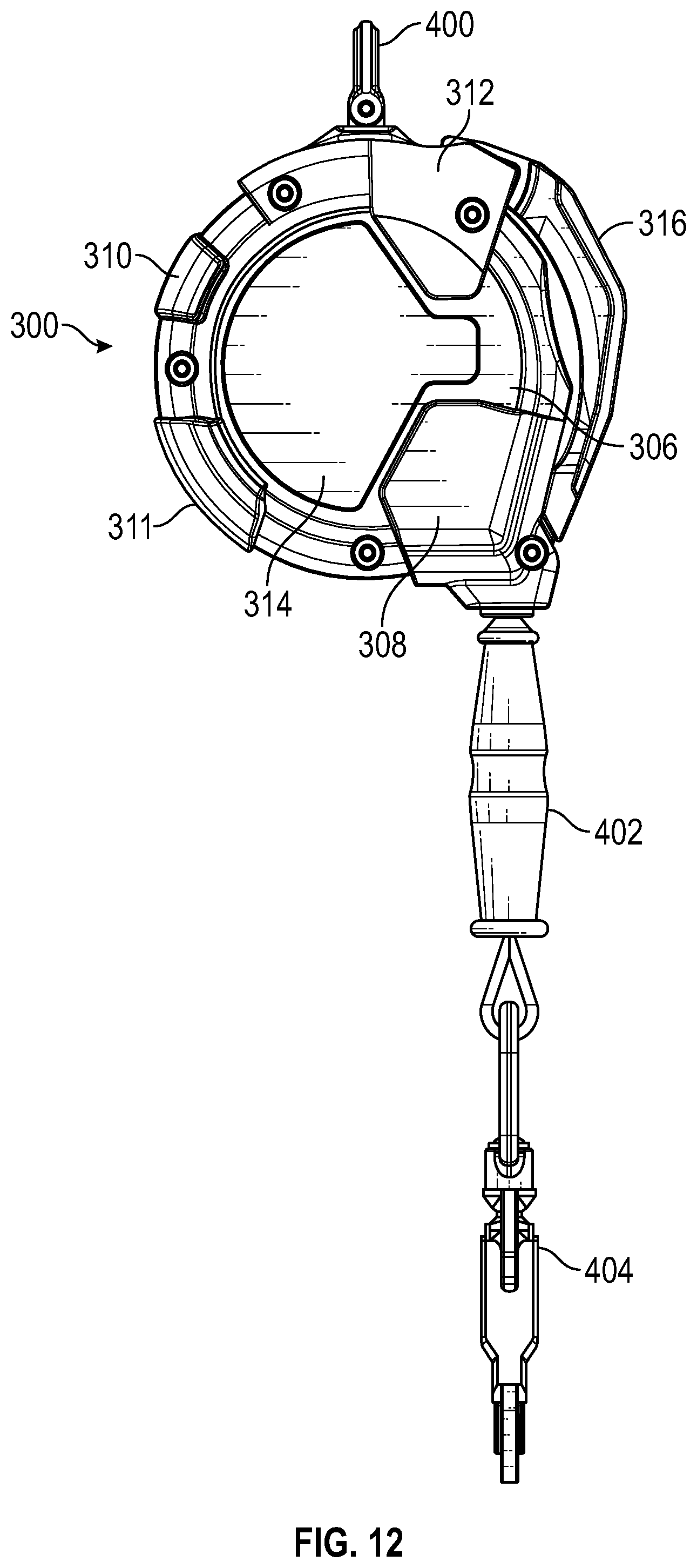 Patent US12599791 Figure 11 – Self-retracting lifeline housing