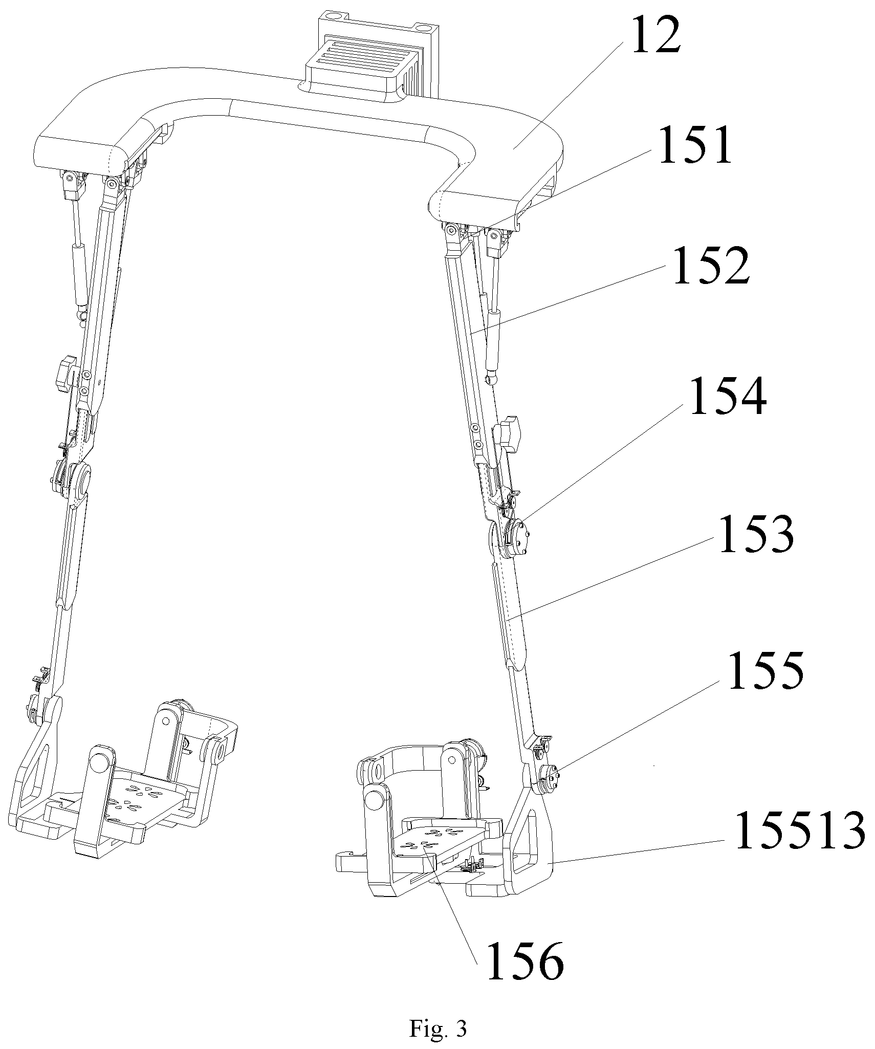Patent US12599802 Figure 3 – Training mechanism and robot for water-based lower-limb rehabilitation