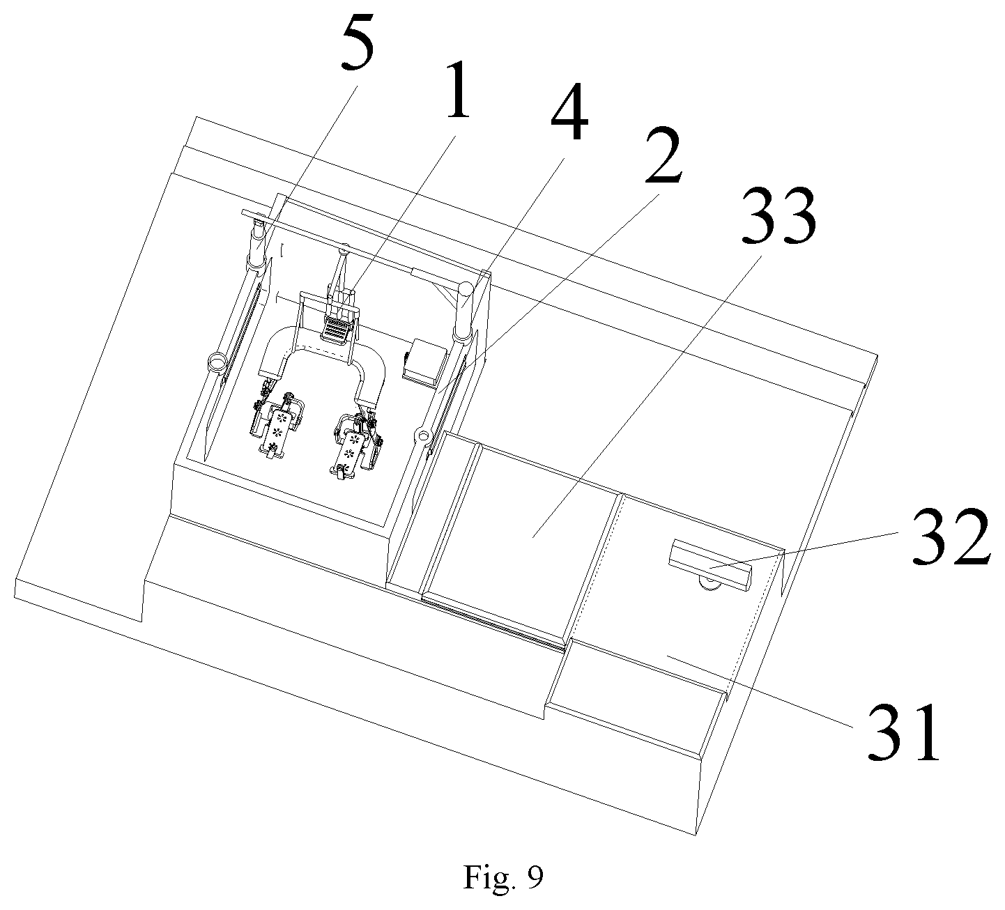 Patent US12599802 Figure 9 – Training mechanism and robot for water-based lower-limb rehabilitation