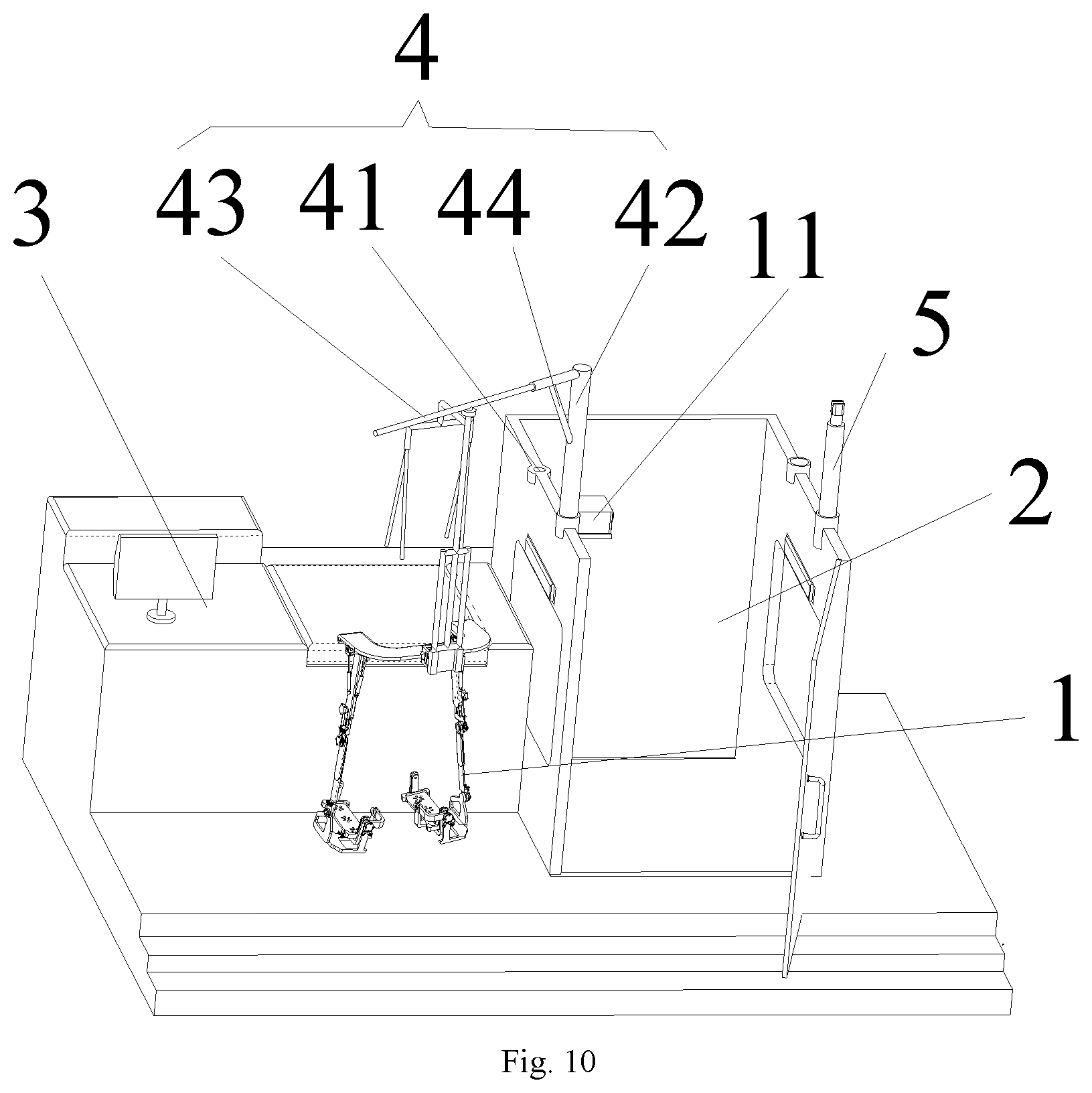 Patent US12599802 Figure 10 – Training mechanism and robot for water-based lower-limb rehabilitation
