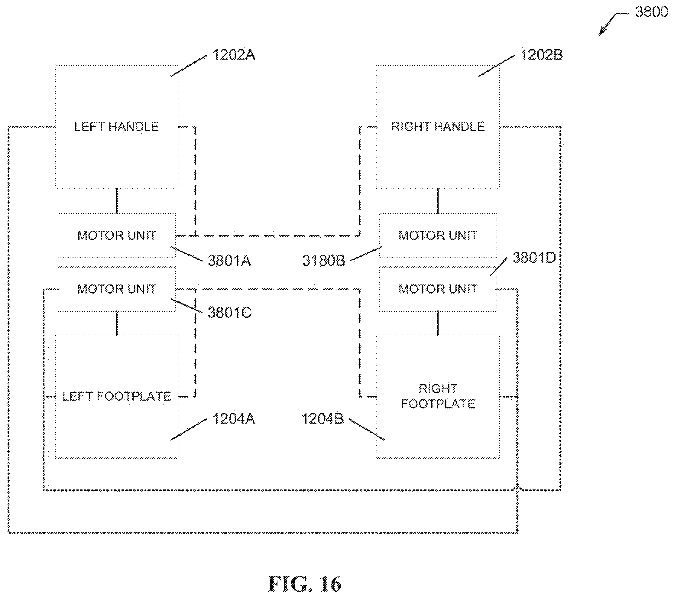 Patent US12599809 Figure 16 – Handle driving mechanism for locomotion rehabilitation