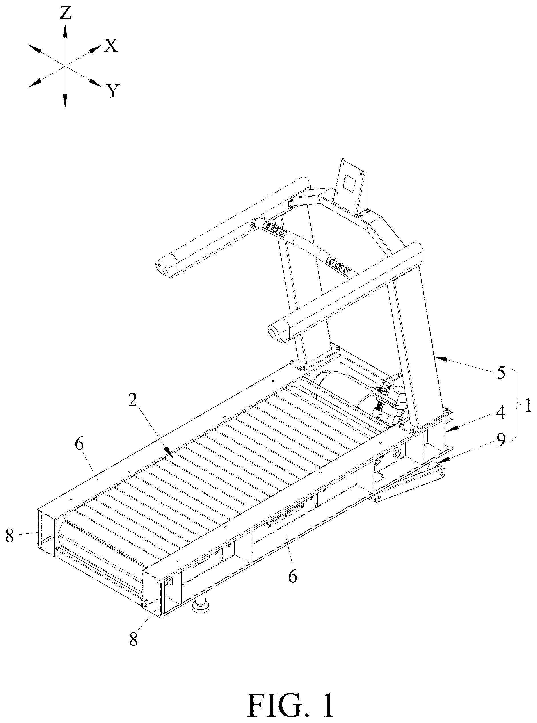 Patent US12599810 Figure 1 – Treadmill, treadmill system and treadmill assembly method