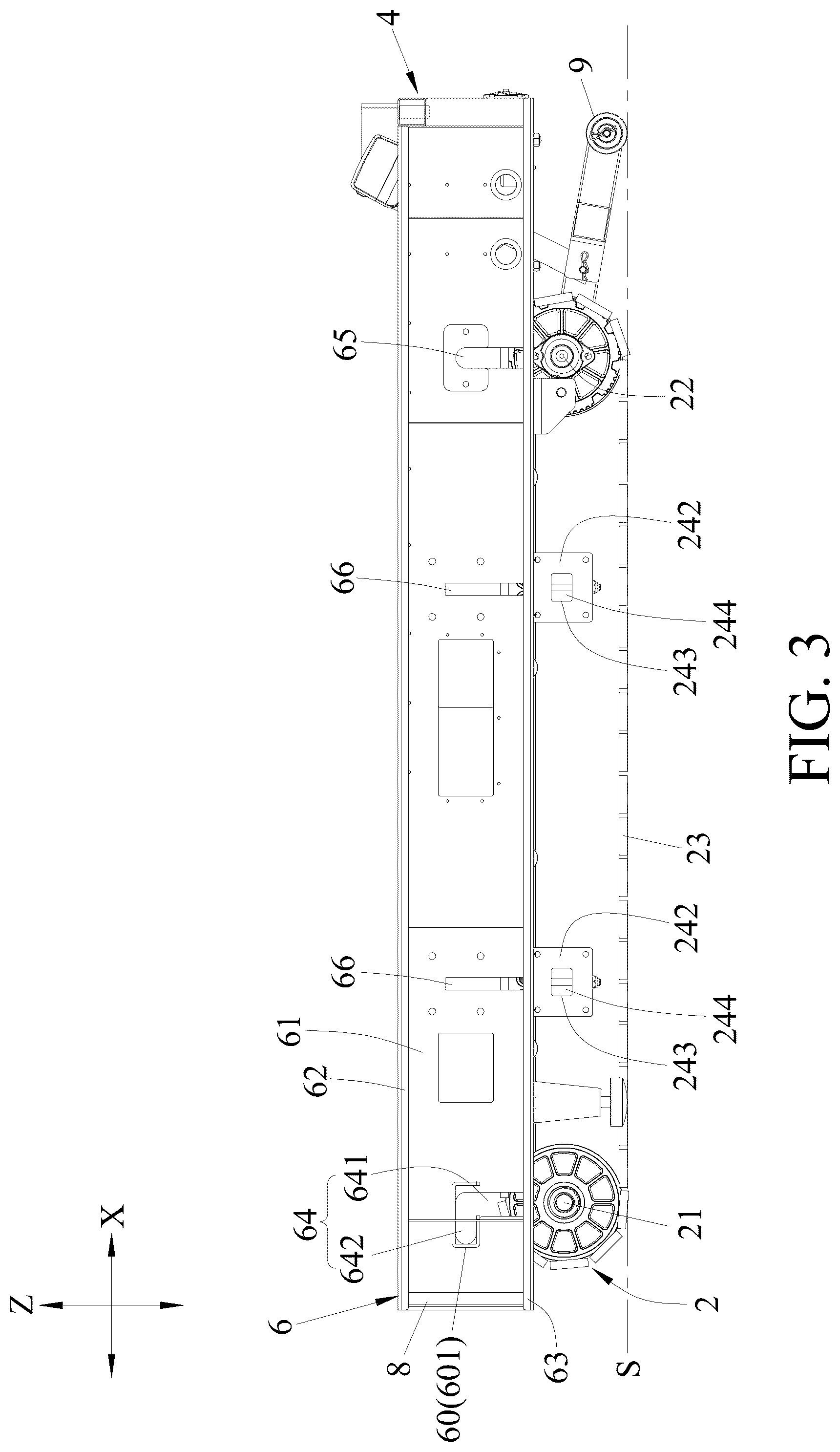 Patent US12599810 Figure 3 – Treadmill, treadmill system and treadmill assembly method
