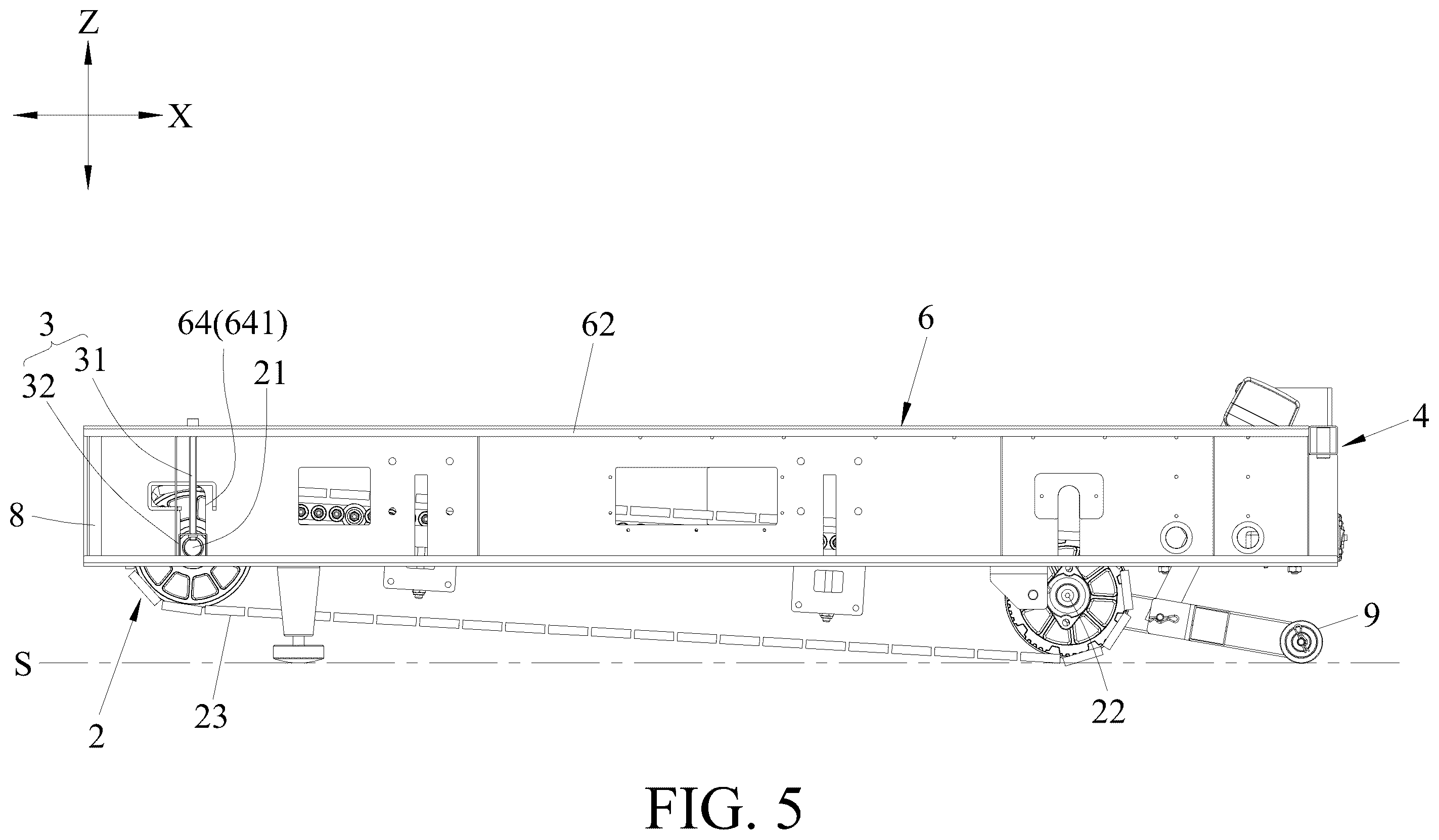 Patent US12599810 Figure 5 – Treadmill, treadmill system and treadmill assembly method