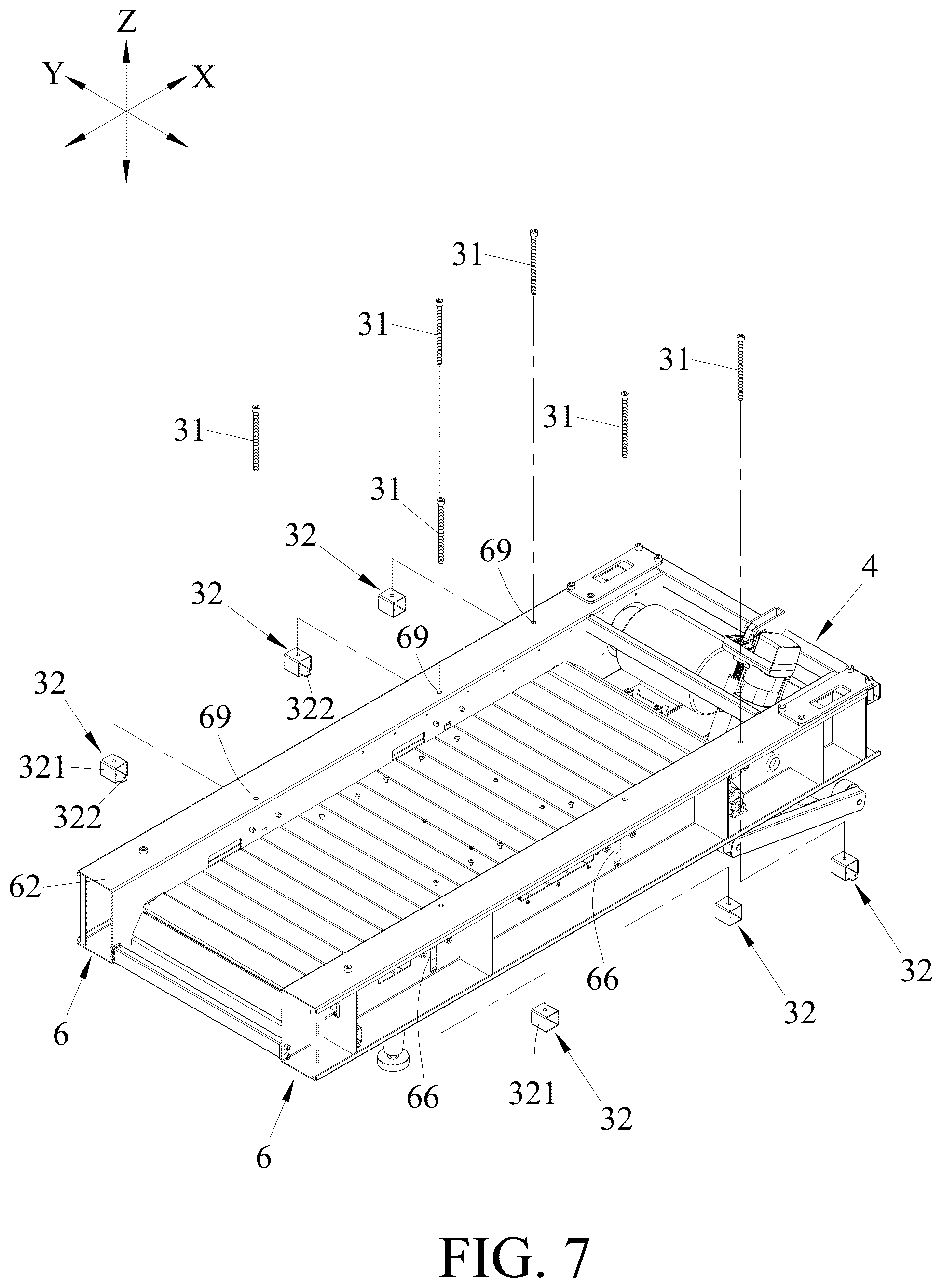 Patent US12599810 Figure 7 – Treadmill, treadmill system and treadmill assembly method