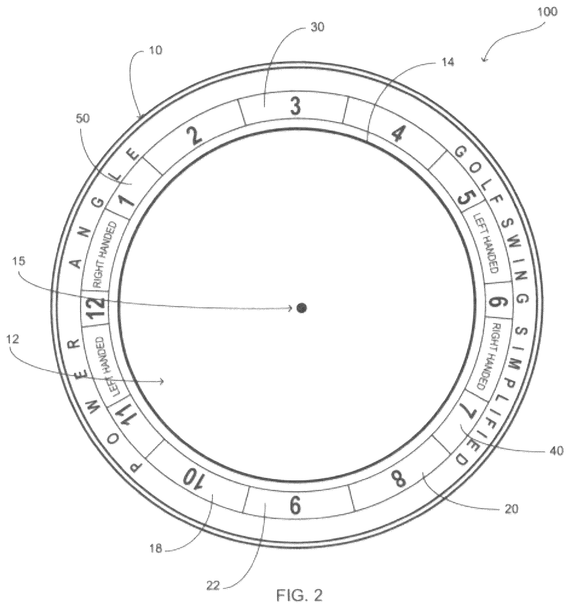 Patent US12599829 Figure 2 – Golf swing training aid