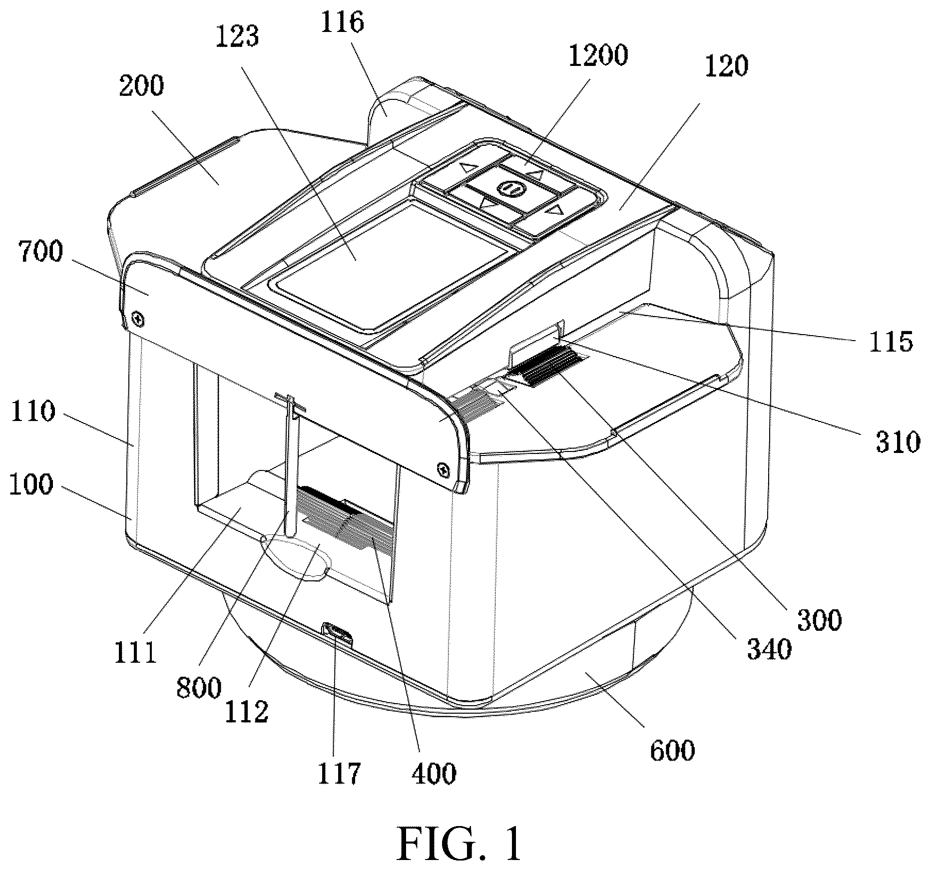 Patent US12599833 Figure 1 – Card shuffling-and-dealing integrated machine