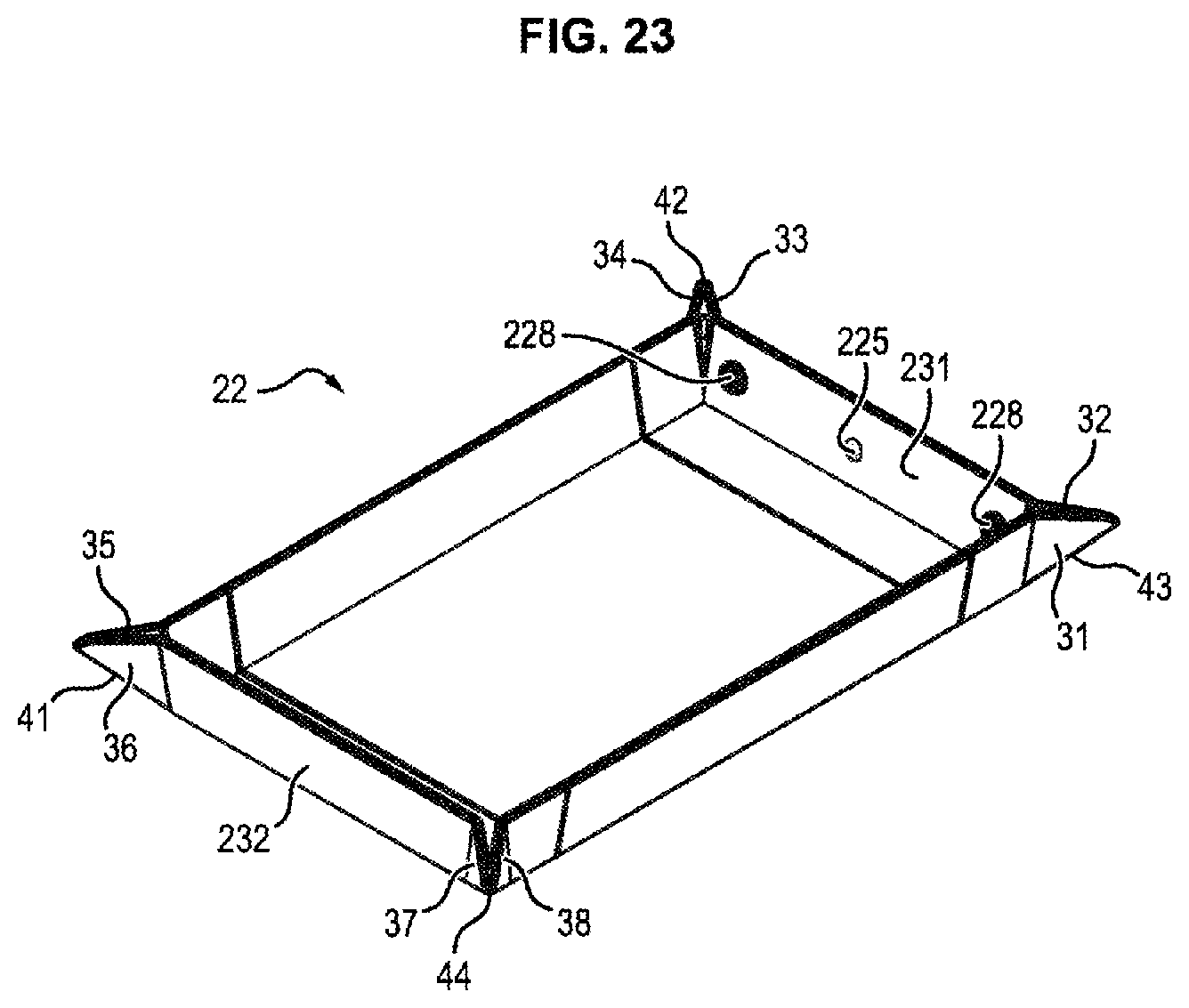 Patent US12599834 Figure 14 – Game box element forming the lid of a game box or game board, associated game box