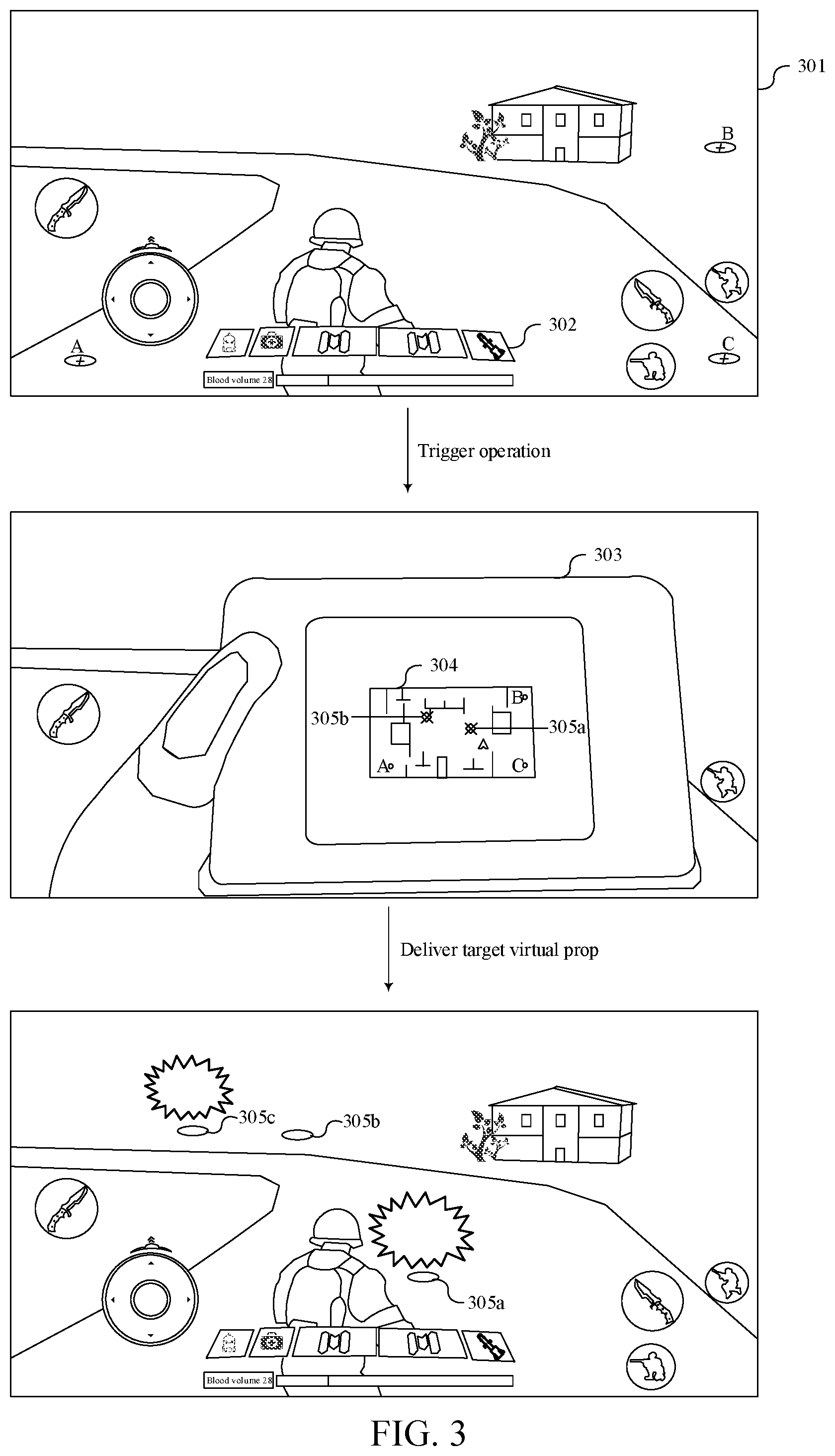 Patent US12599839 Figure 3 – Delivery of virtual effect