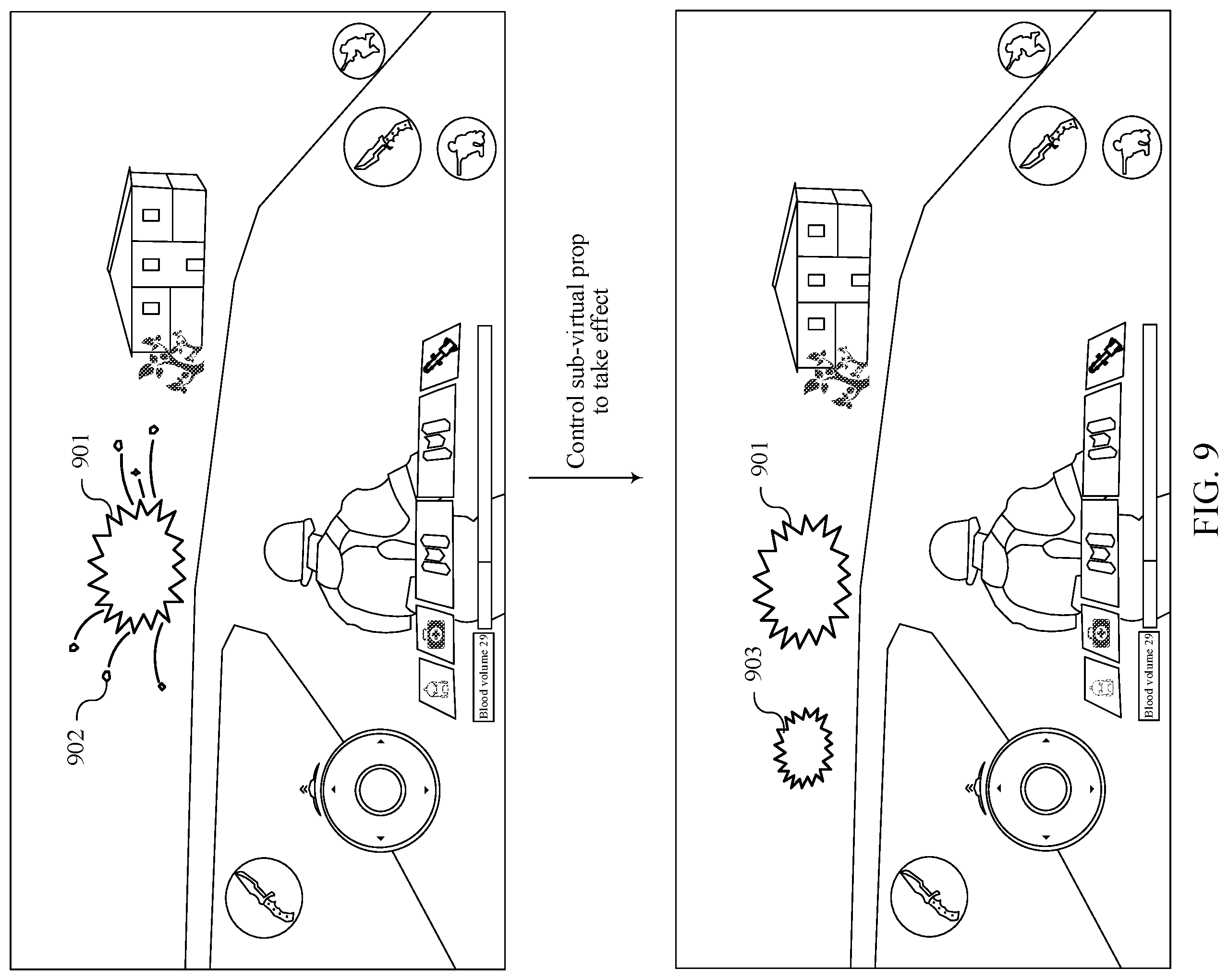Patent US12599839 Figure 8 – Delivery of virtual effect