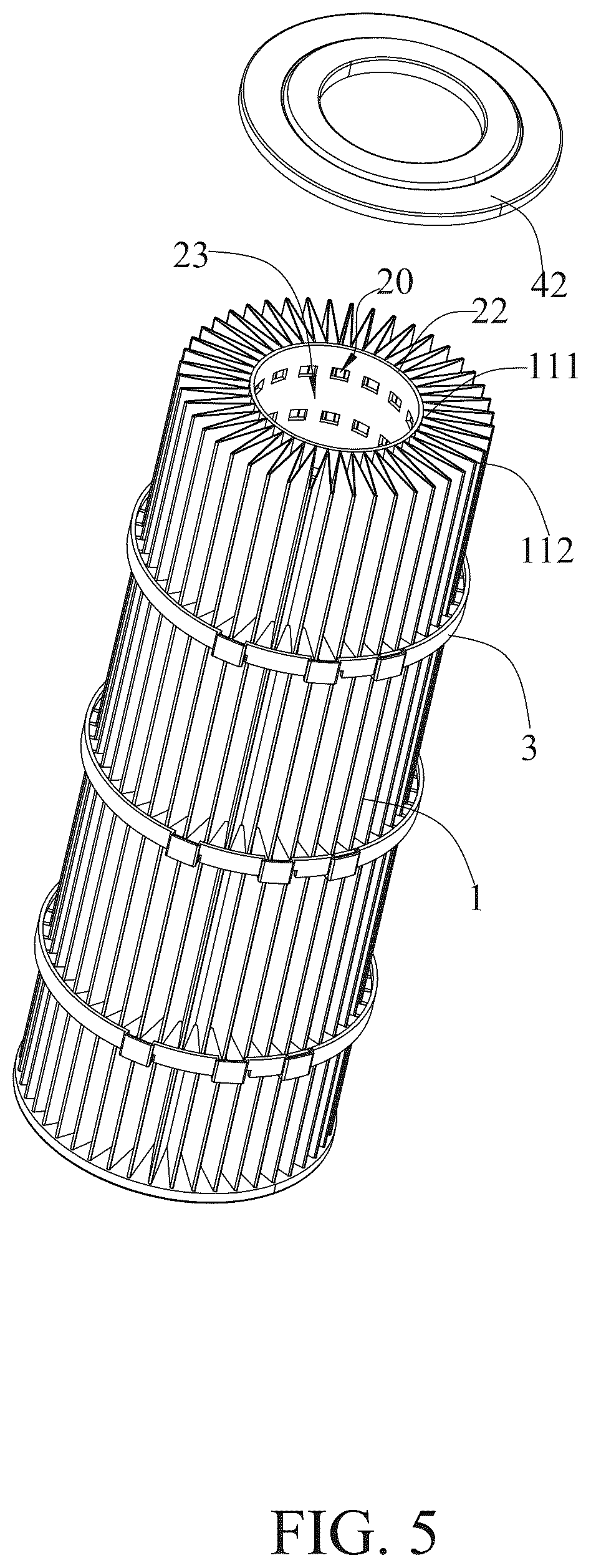 Patent US12599853 Figure 5 – Swimming pool filter cartridge