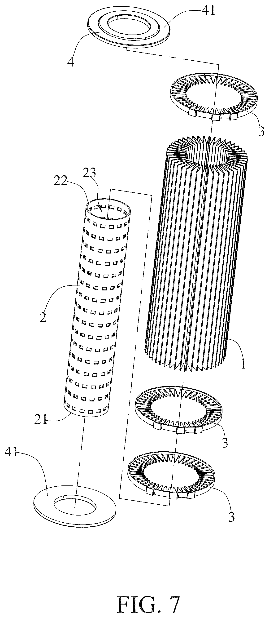 Patent US12599853 Figure 7 – Swimming pool filter cartridge