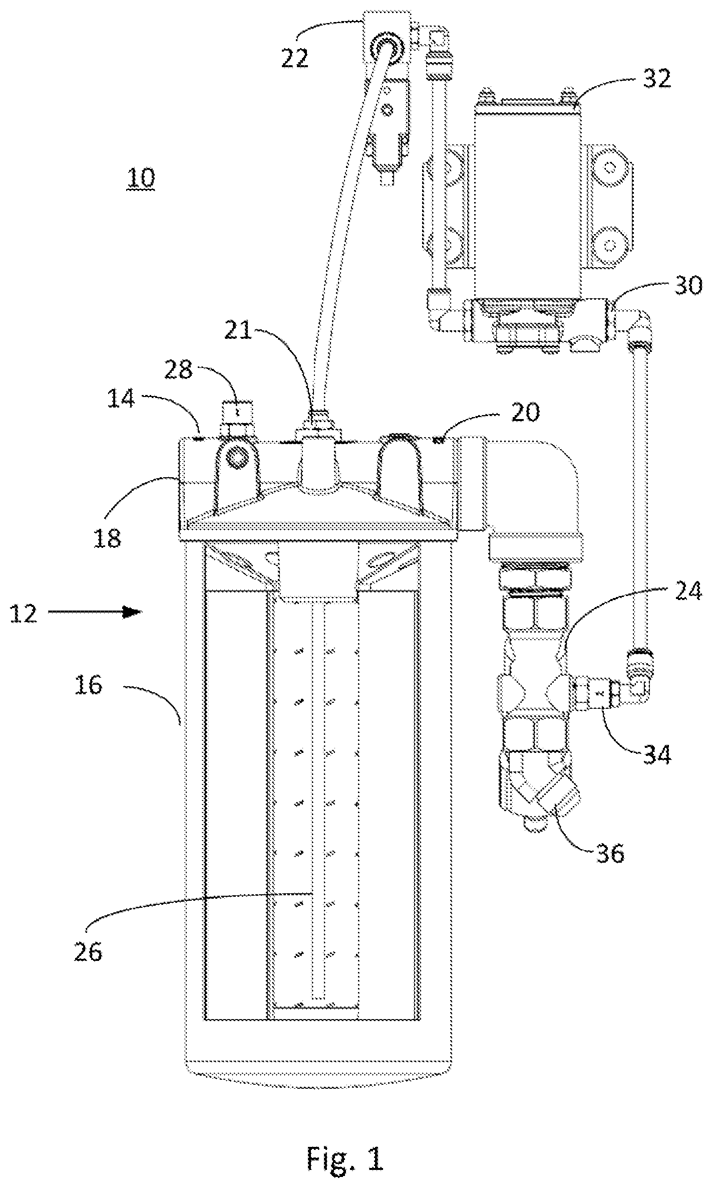Patent US12599856 — Fluid filter system with auto drain — Figure 1