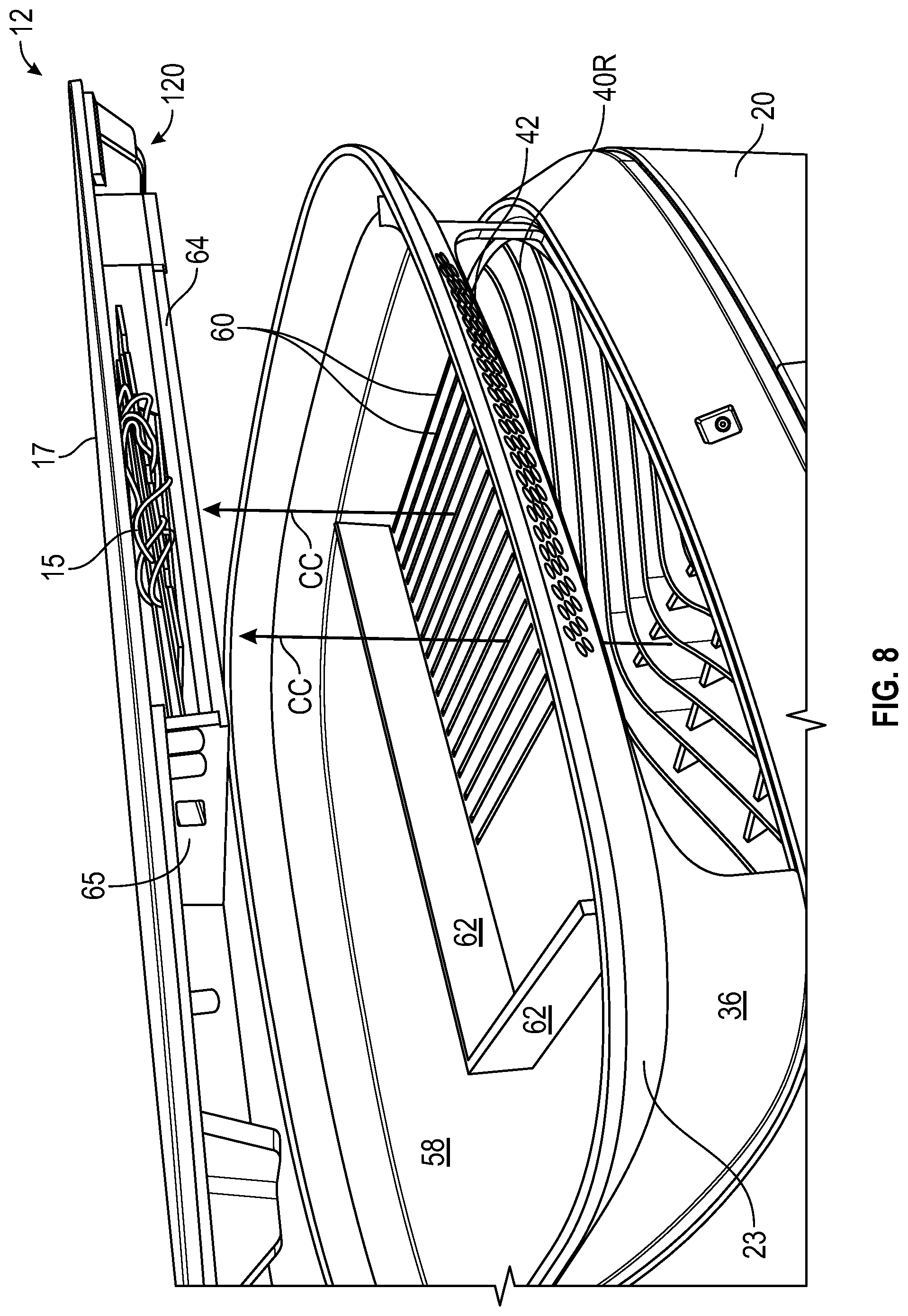 Patent US12599863 Figure 8 – Air purifier with integrated electronics cooling